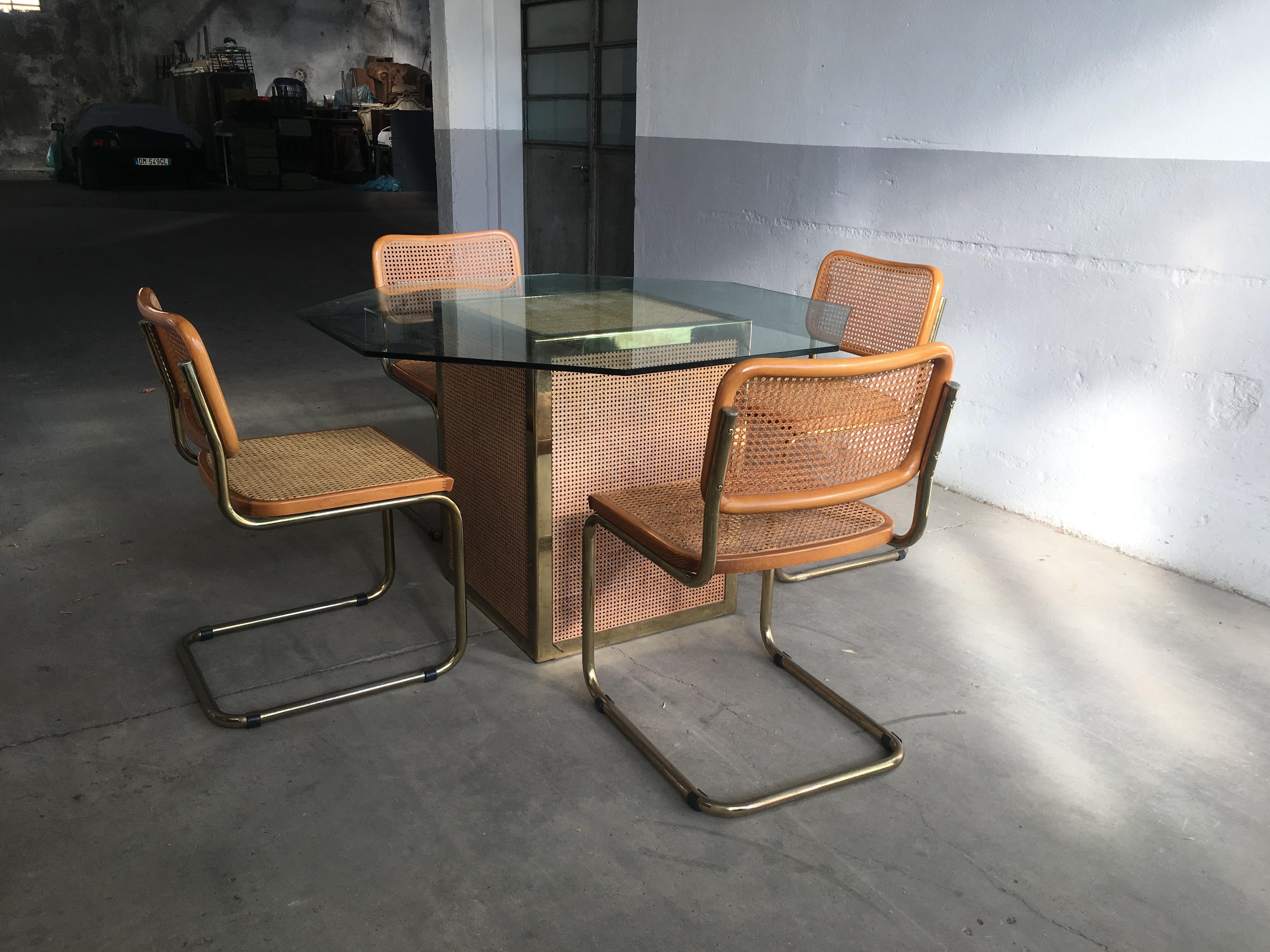 Mid-Century Modern Italian Octagonal Top Glass Table with Vienna Straw Base 5