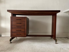 Mid Century Modern Italian Office Desk with 5 Drawers, 1960s, Italy