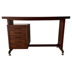 Mid Century Modern Italian Office Desk with 5 Drawers, 1960s, Italy