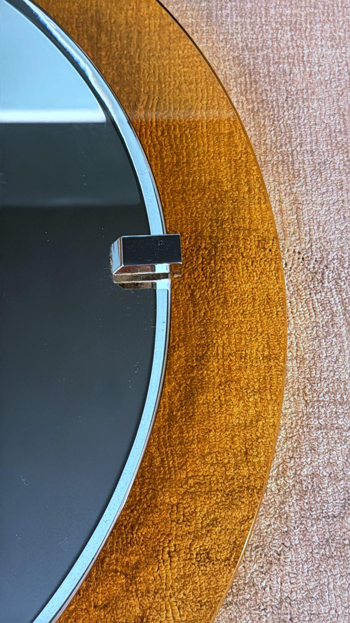 Mid-Century Modern Italian Oval Mirror In Colored Glass By Veca For Fontana Arte For Sale 7