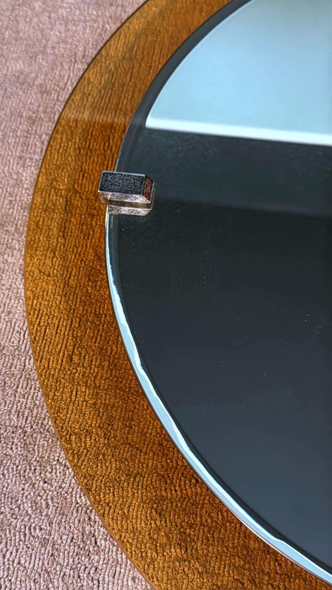 Mid-Century Modern Italian Oval Mirror In Colored Glass By Veca For Fontana Arte For Sale 8