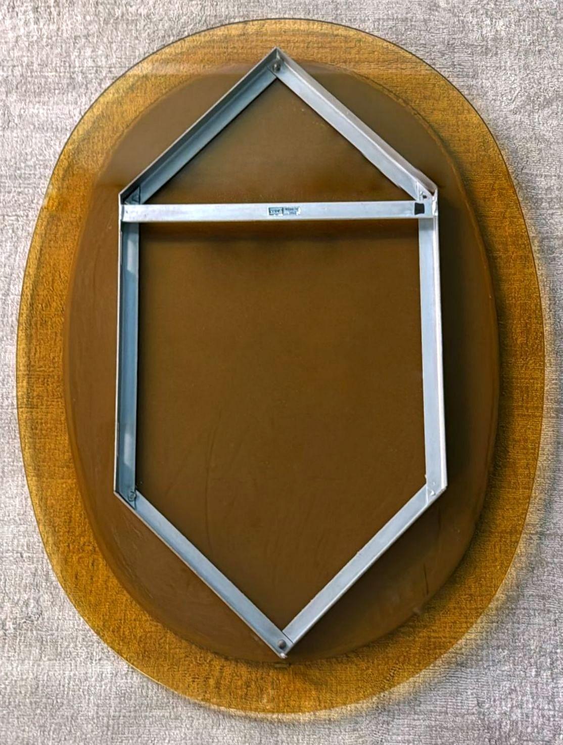 Mid-Century Modern Italian Oval Mirror In Colored Glass By Veca For Fontana Arte For Sale 12