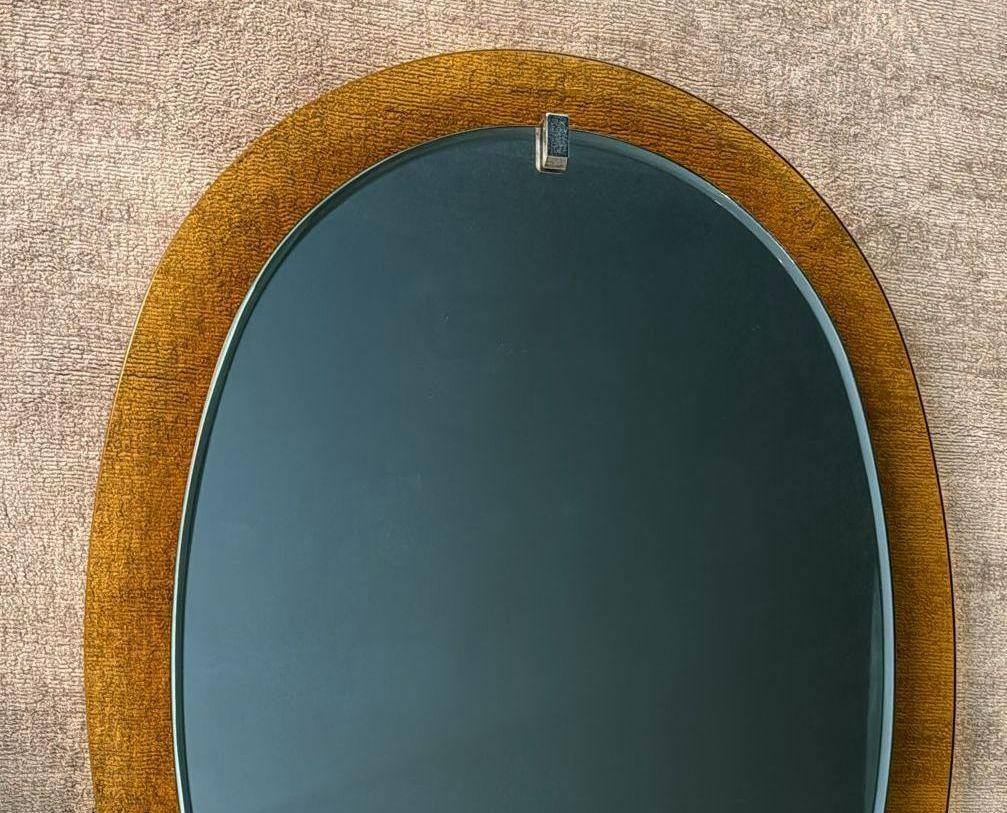 Mid-Century Modern Italian Oval Mirror In Colored Glass By Veca For Fontana Arte For Sale 4