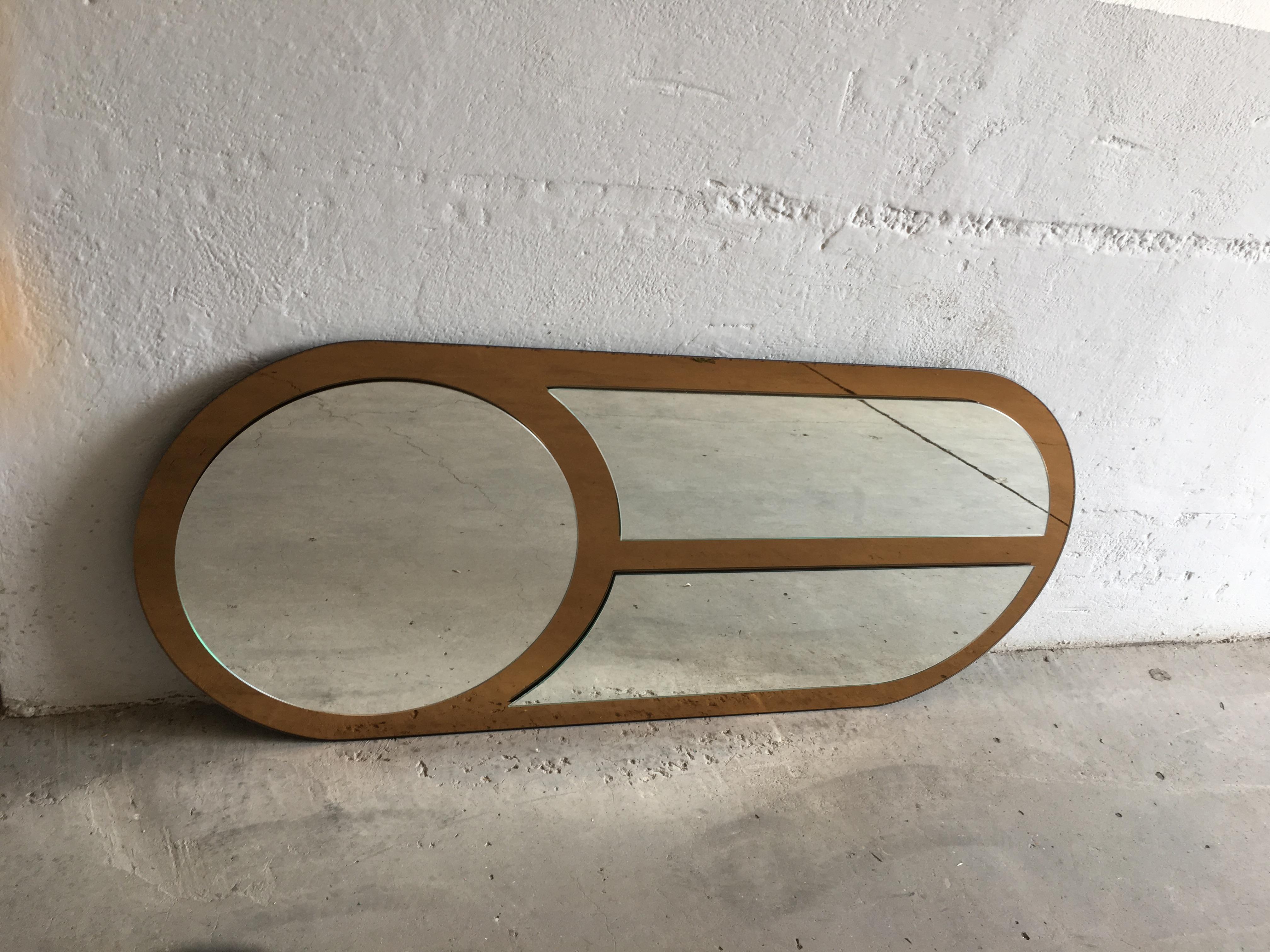 Late 20th Century Mid-Century Modern Italian Oval Shaped Wall Mirror, 1970s