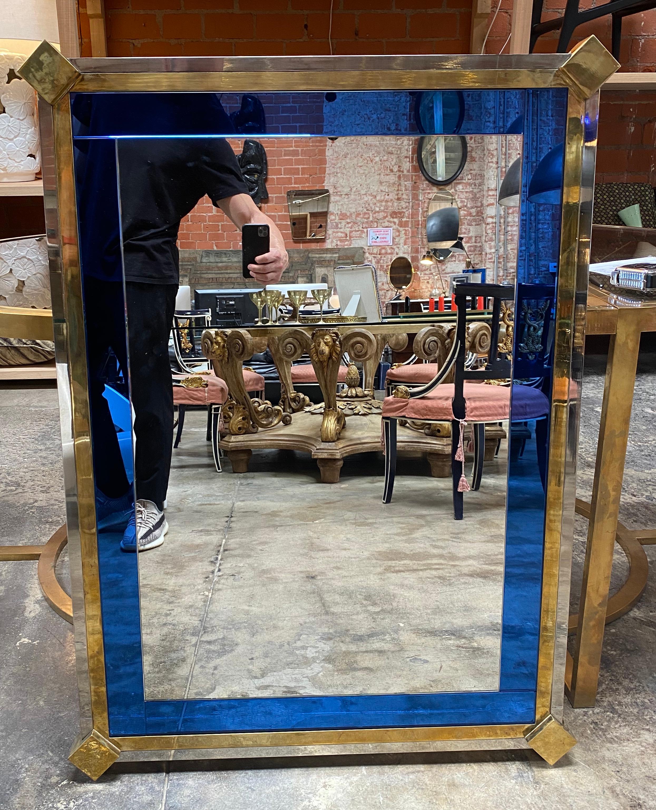 Mid-Century Modern Italian Oversize Wall Mirror, Italy, 1970 In Good Condition For Sale In Los Angeles, CA