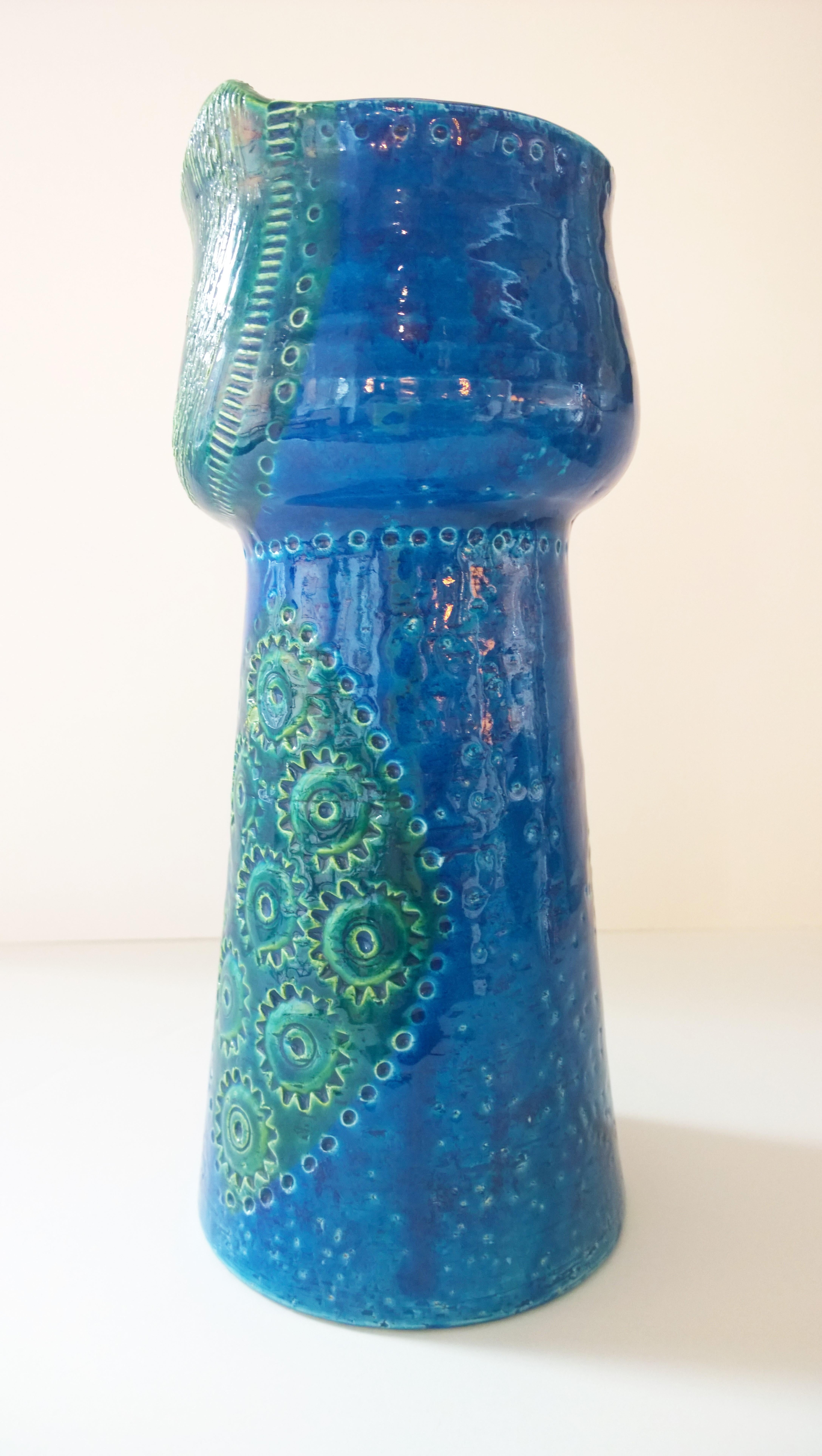 Glazed ‘Owl’ Bitossi for Raymor Pottery Vase in Blue and Green 5