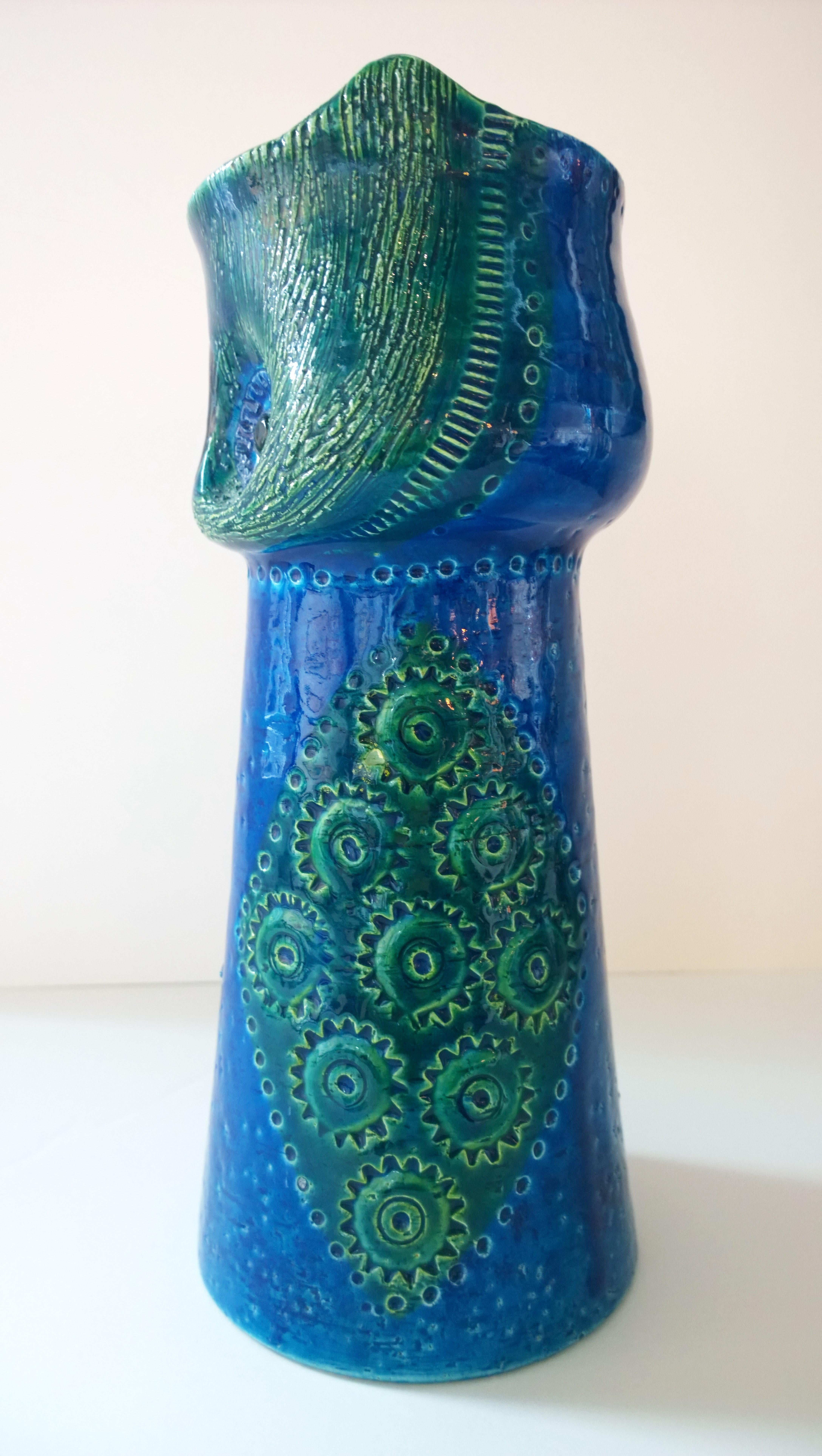 Glazed ‘Owl’ Bitossi for Raymor Pottery Vase in Blue and Green 6