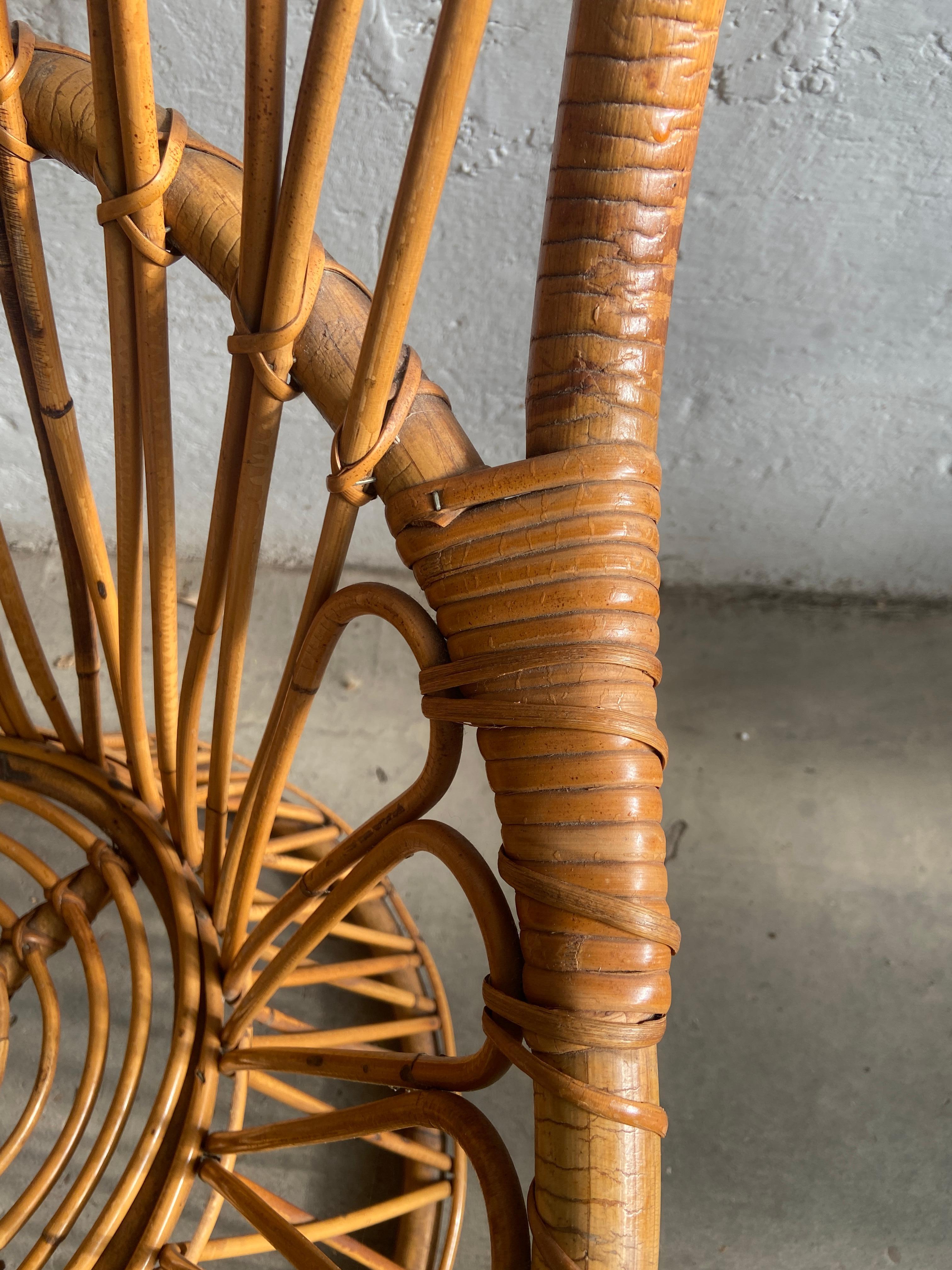 Mid-Century Modern Italian Pair of Bamboo and Rattan Armchairs, 1970s 9