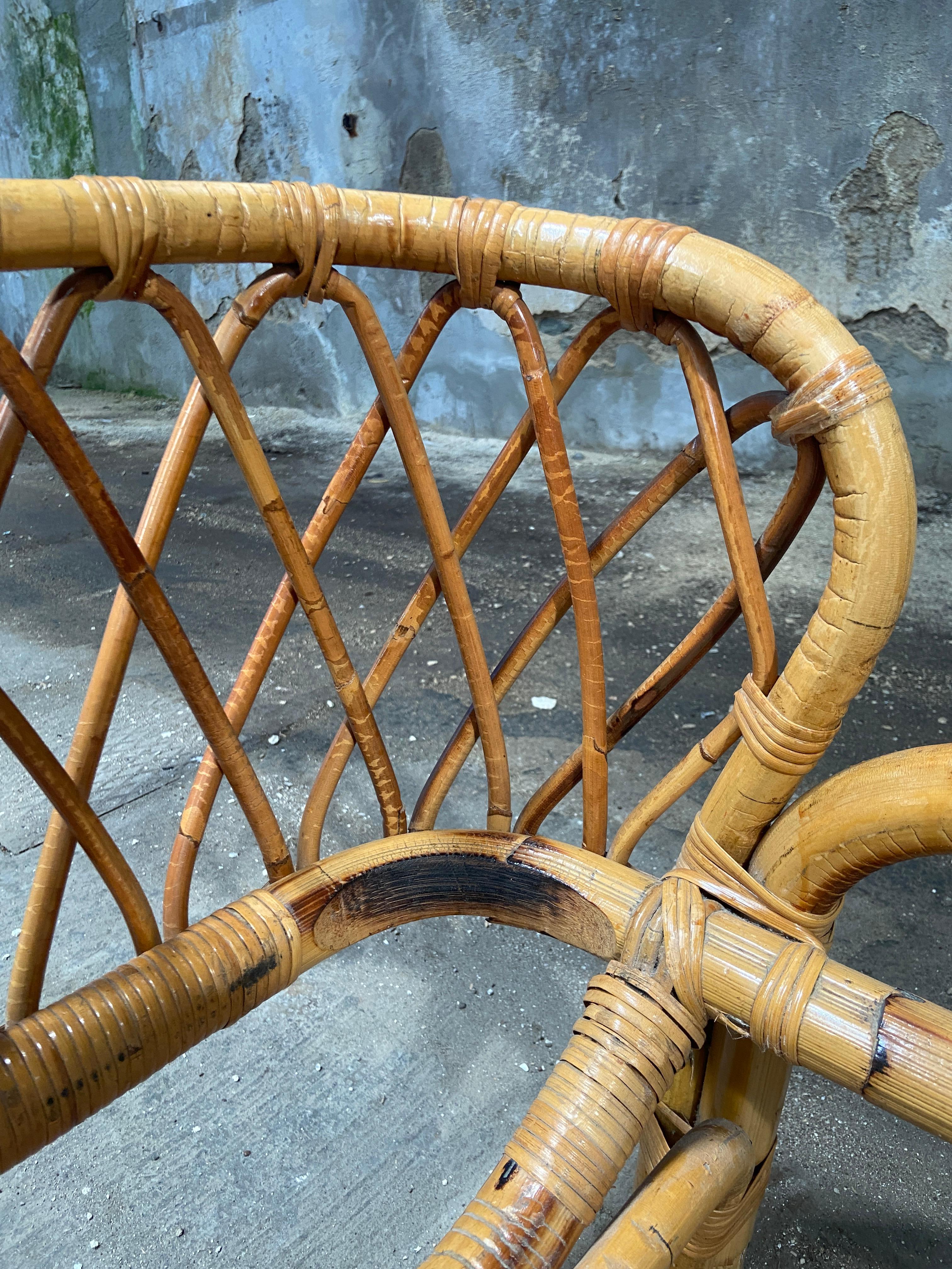 Mid-Century Modern Italian Pair of Bamboo and Rattan Day Beds by Franca Helg For Sale 5