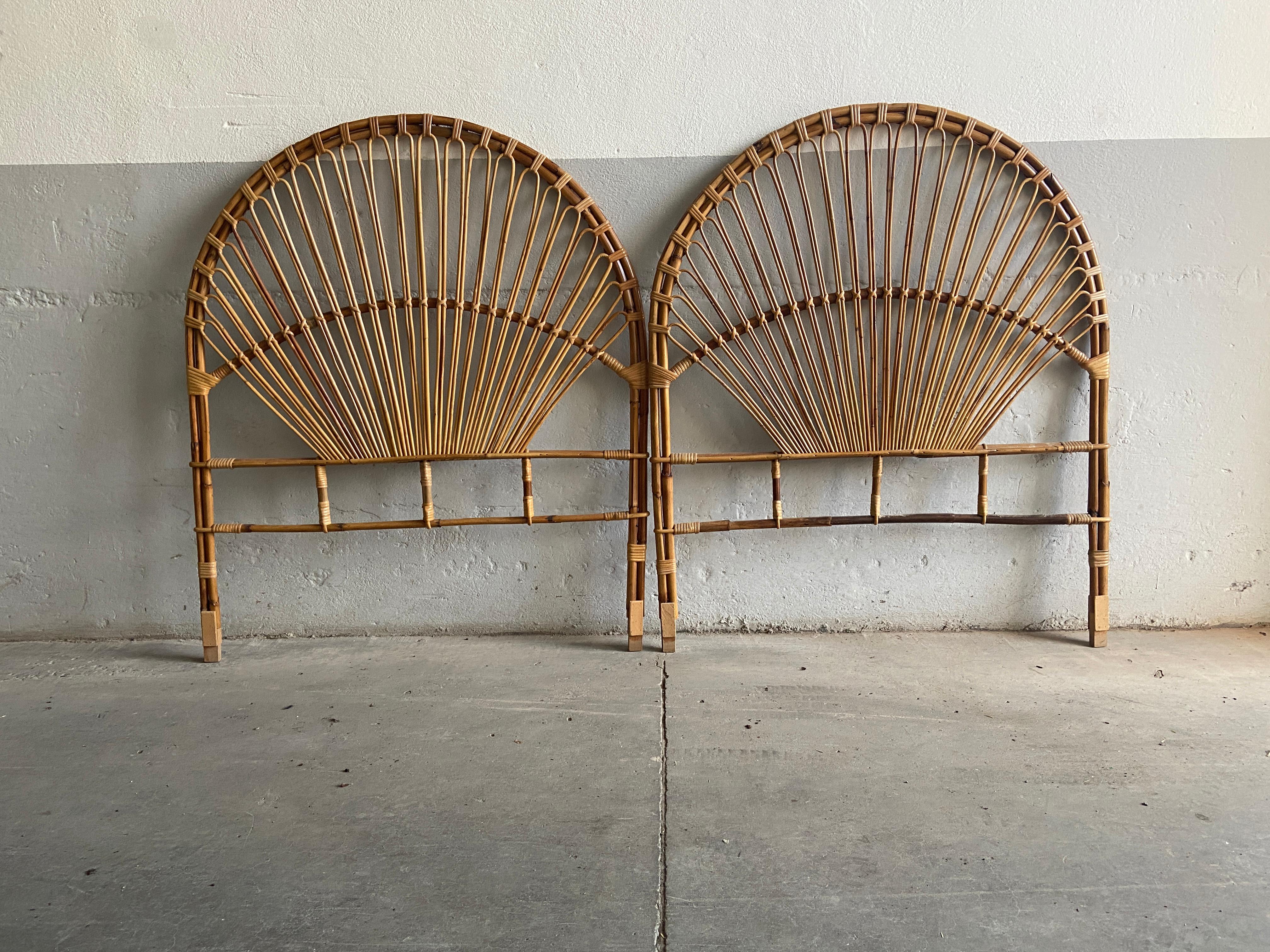 rattan headboard peacock