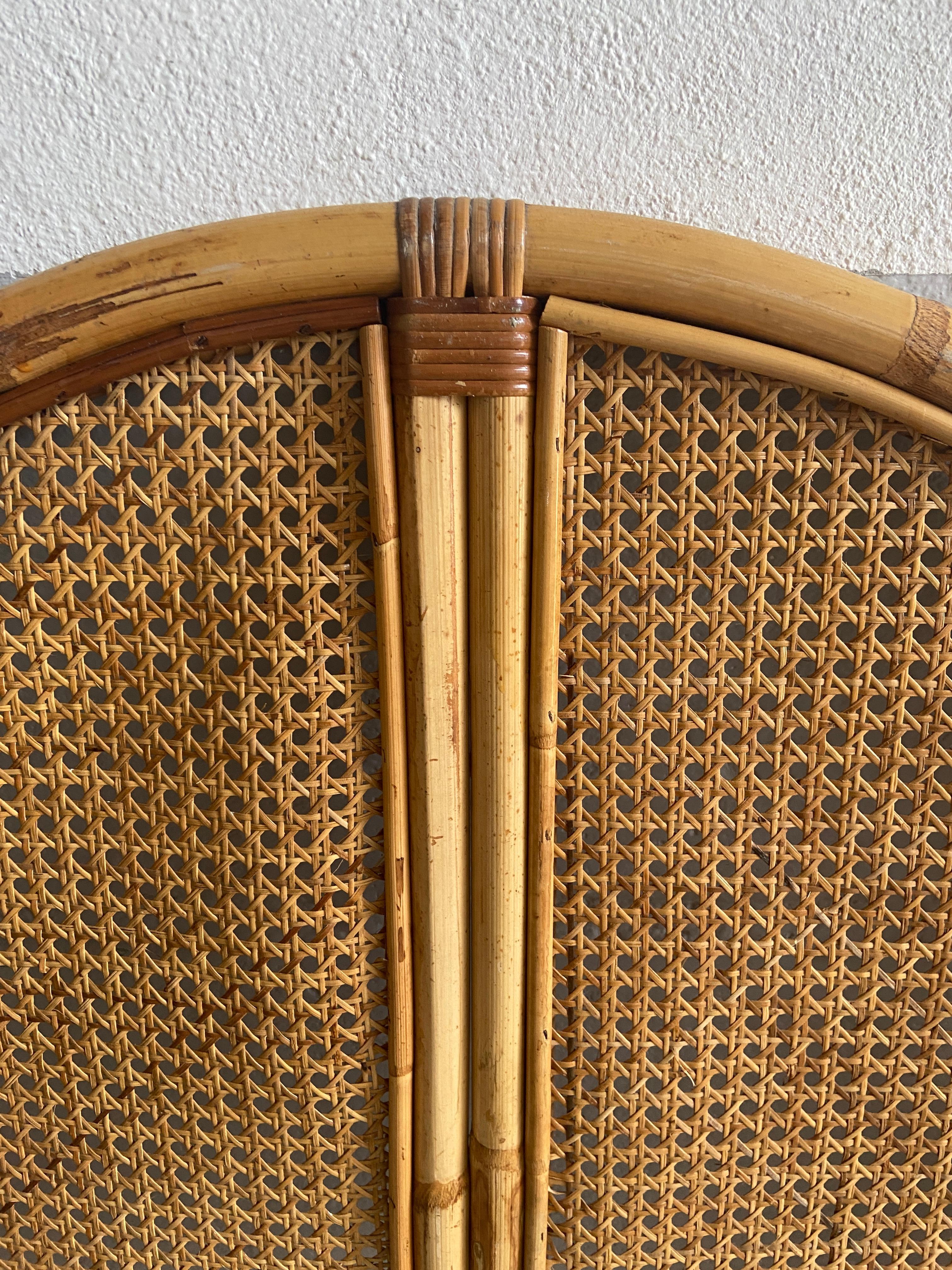 Mid-Century Modern Italian Pair of Bamboo and Straw Headboard, 1970s 3