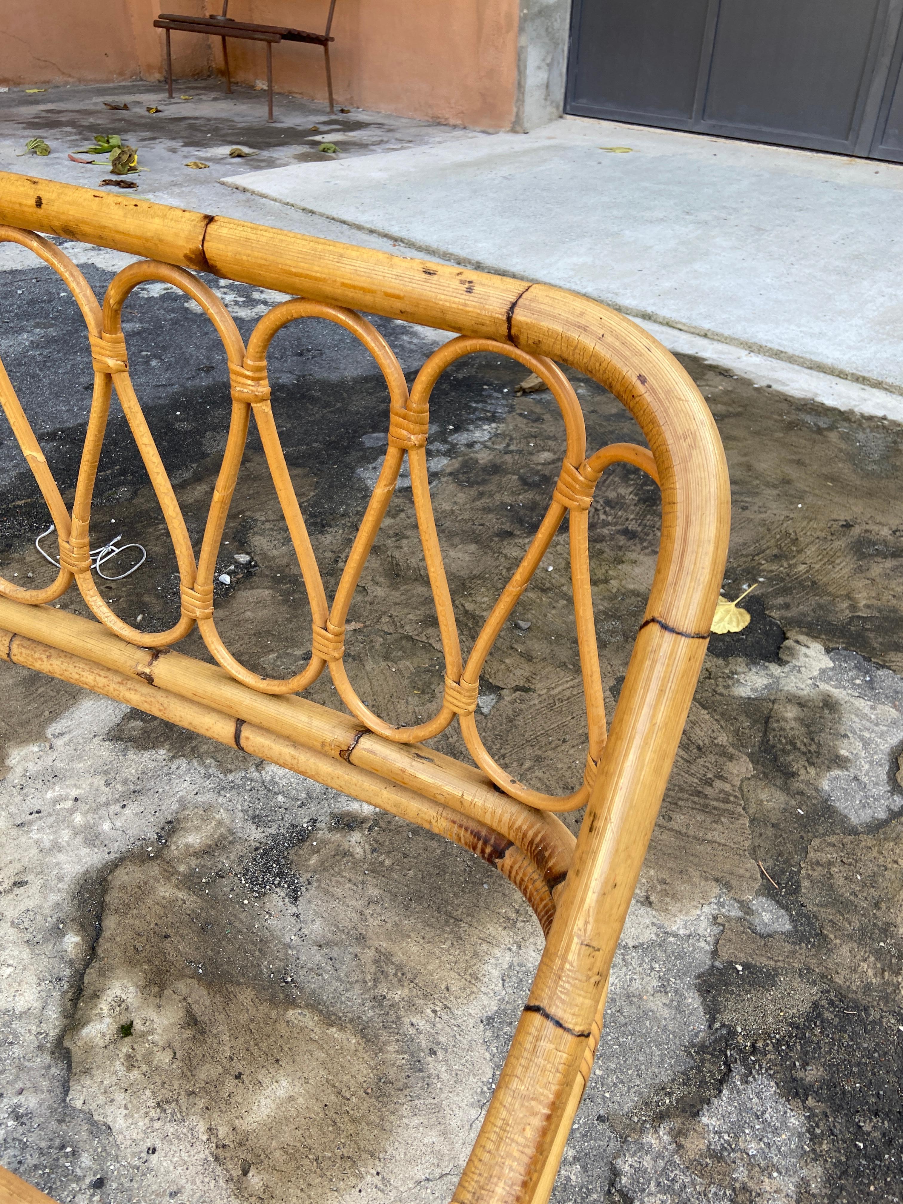 Mid-20th Century Mid-Century Modern Italian Pair of Bamboo and Wicker Sofa Beds, 1960s For Sale