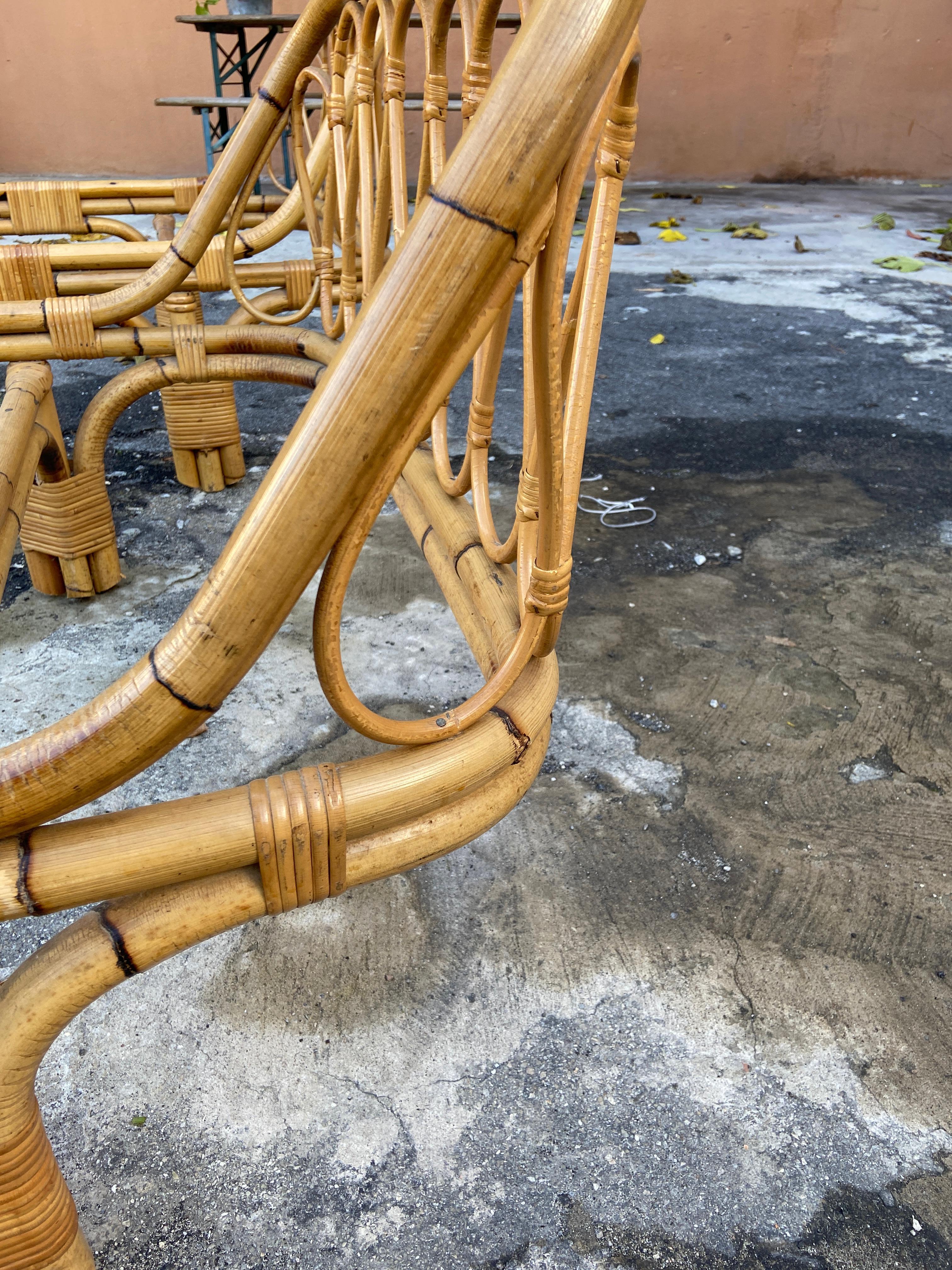 Mid-Century Modern Italian Pair of Bamboo and Wicker Sofa Beds, 1960s For Sale 1