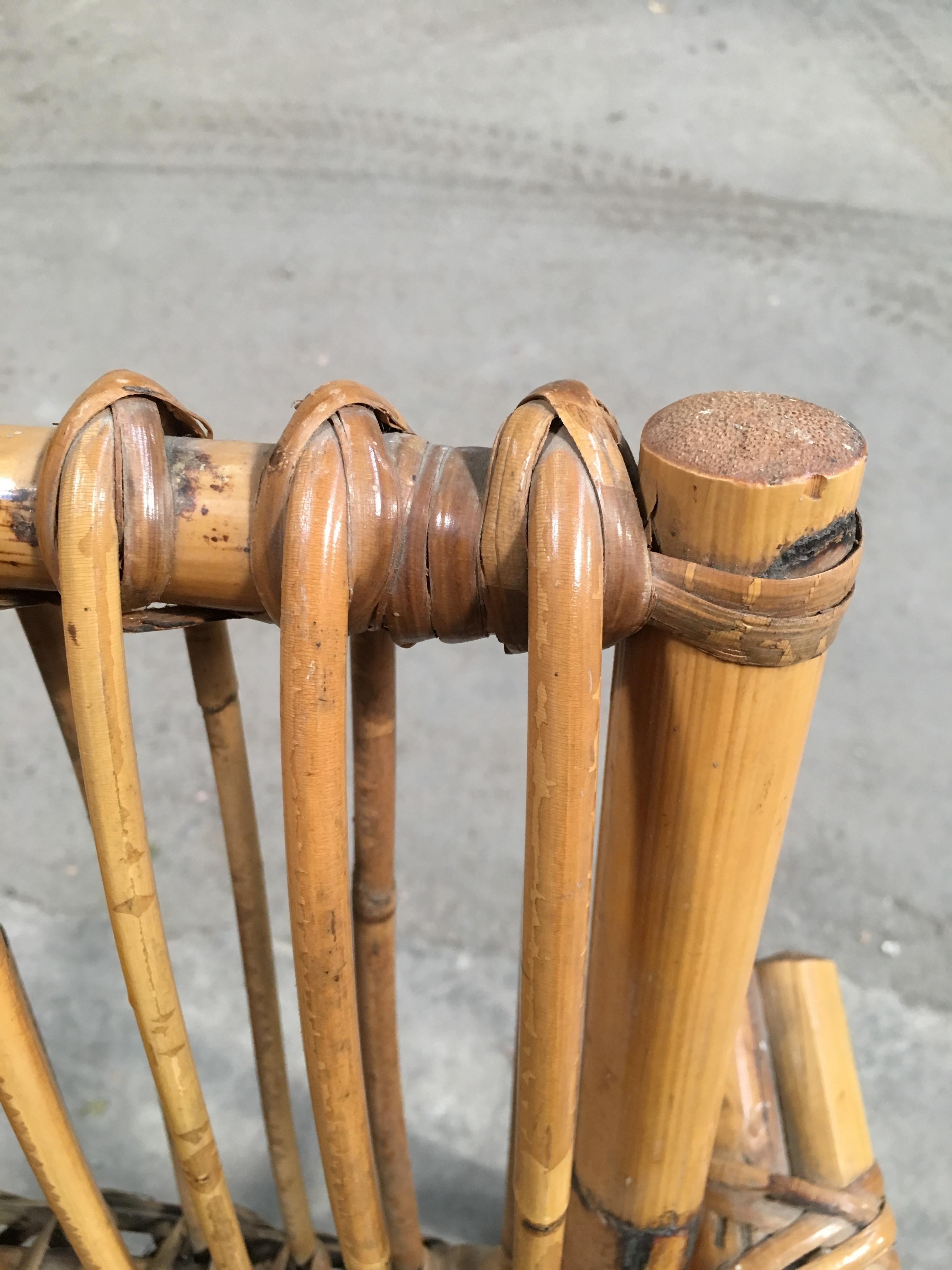 Mid-Century Modern Italian Pair of Bamboo Armchairs, 1970s For Sale 10