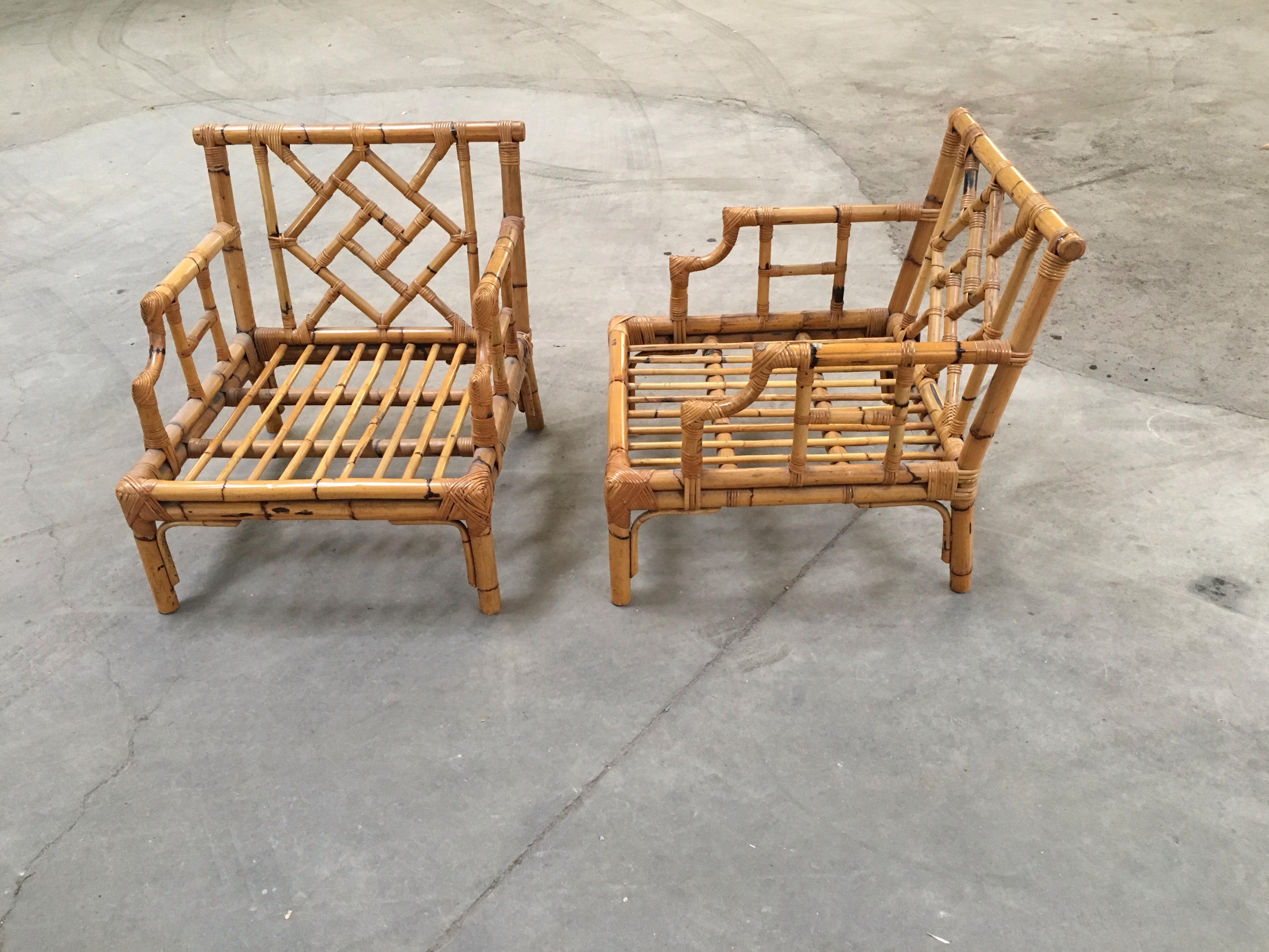 Late 20th Century Mid-Century Modern Italian Pair of Bamboo Armchairs by Vivai del Sud, 1970s