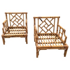 Mid-Century Modern Italian Pair of Bamboo Armchairs by Vivai del Sud, 1970s