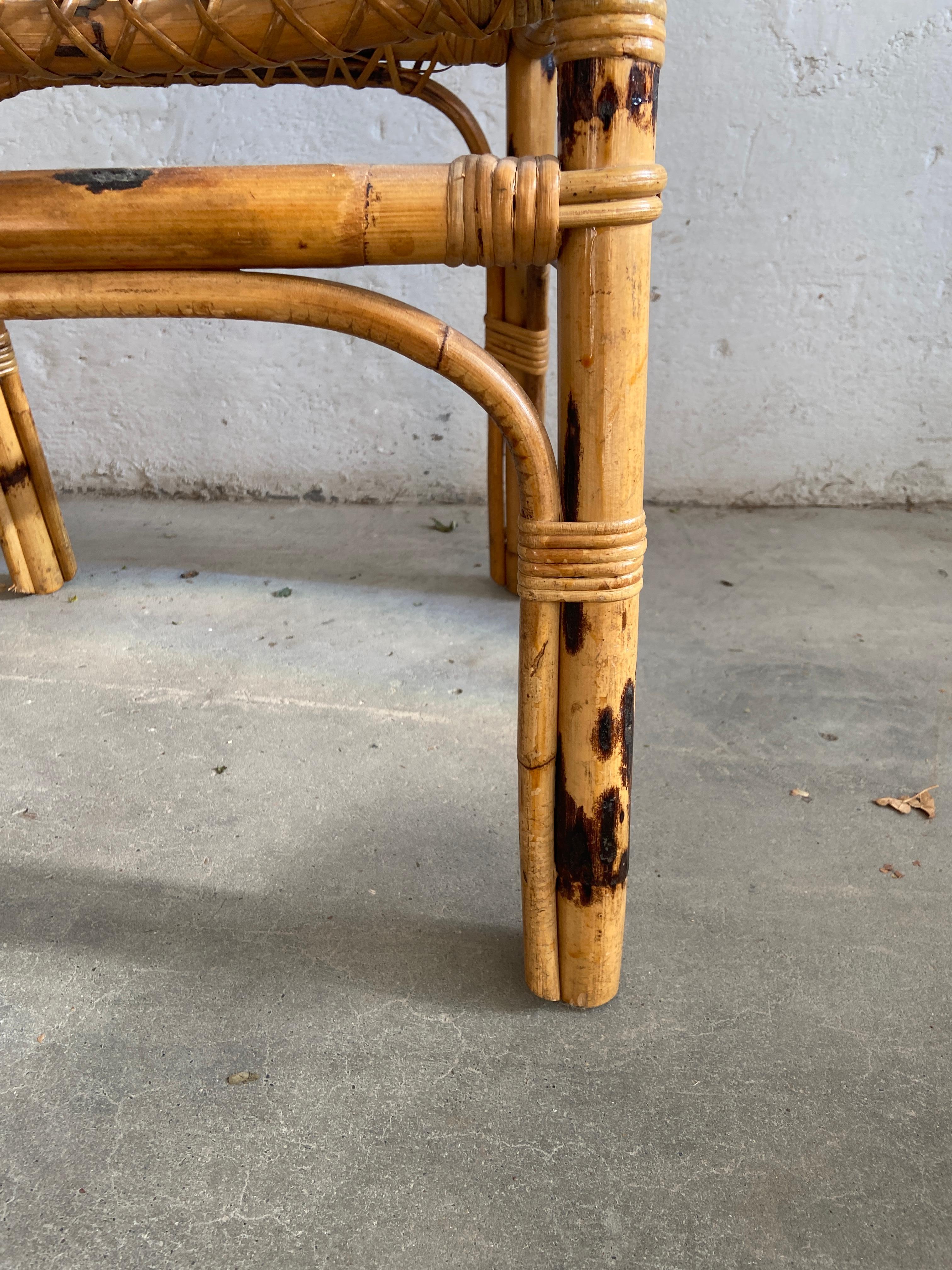 Paire de chaises italiennes en bambou de style mi-siècle moderne, 1970 4