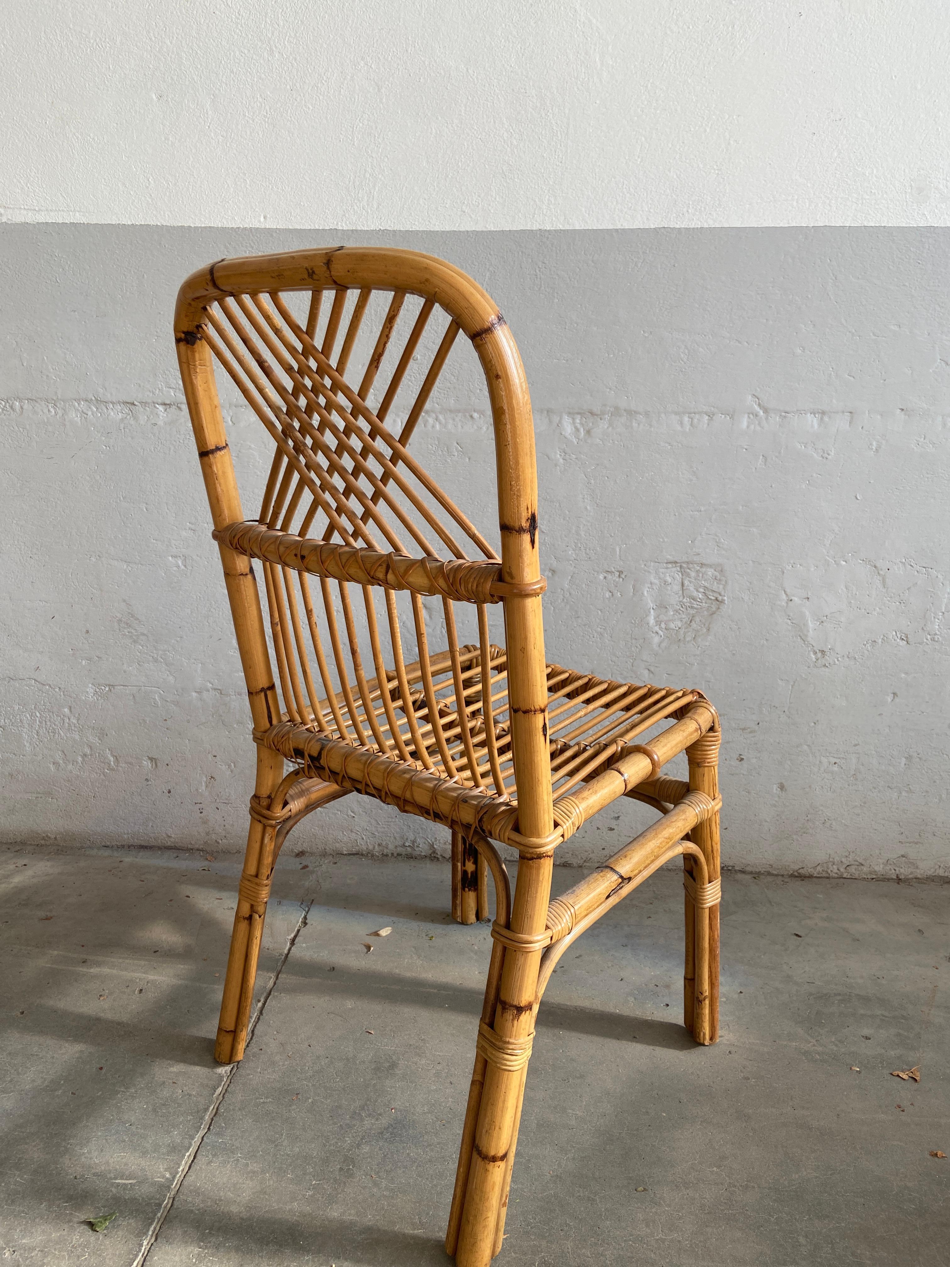Paire de chaises italiennes en bambou de style mi-siècle moderne, 1970 1
