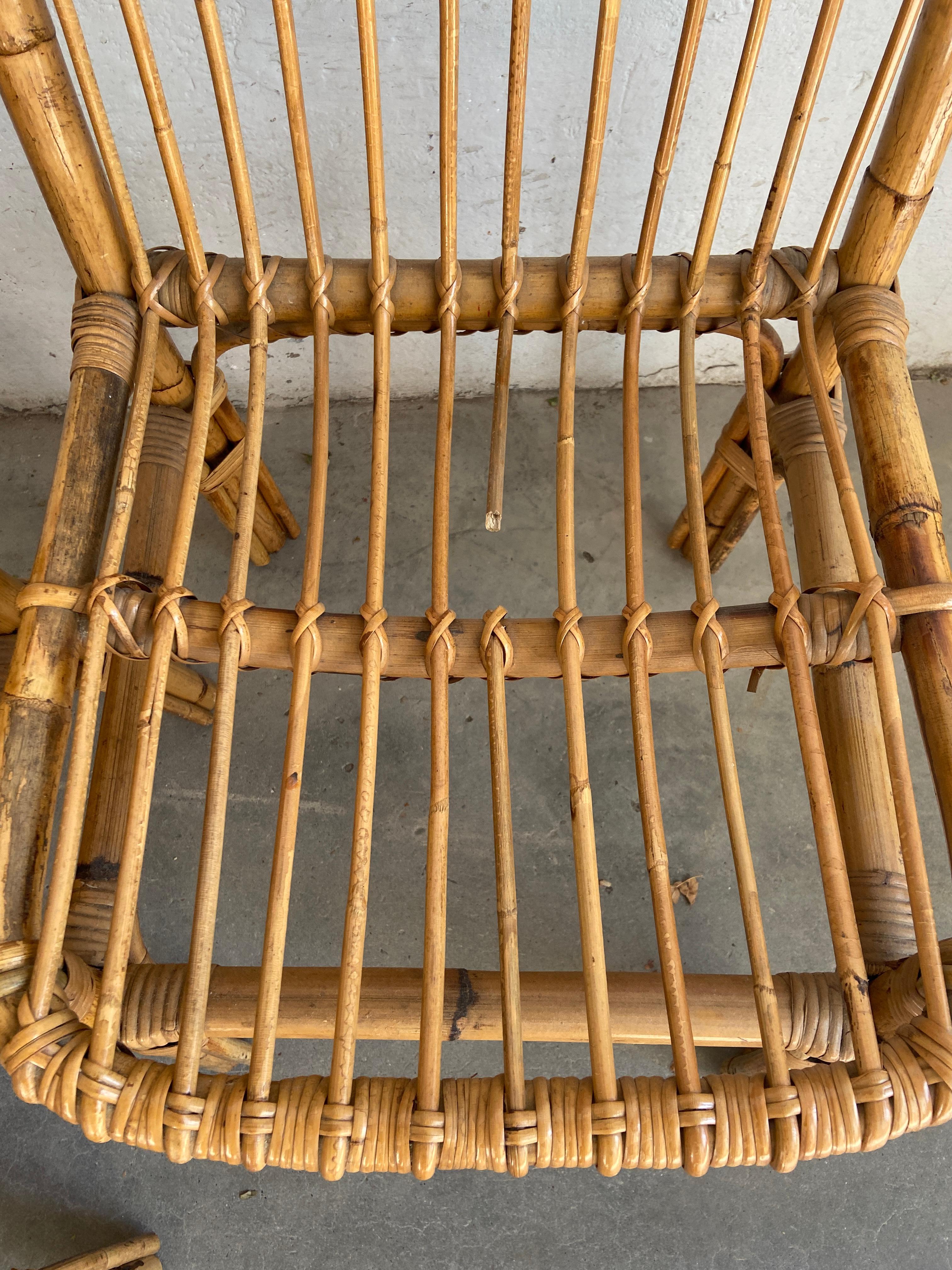 Paire de chaises italiennes en bambou de style mi-siècle moderne, 1970 2
