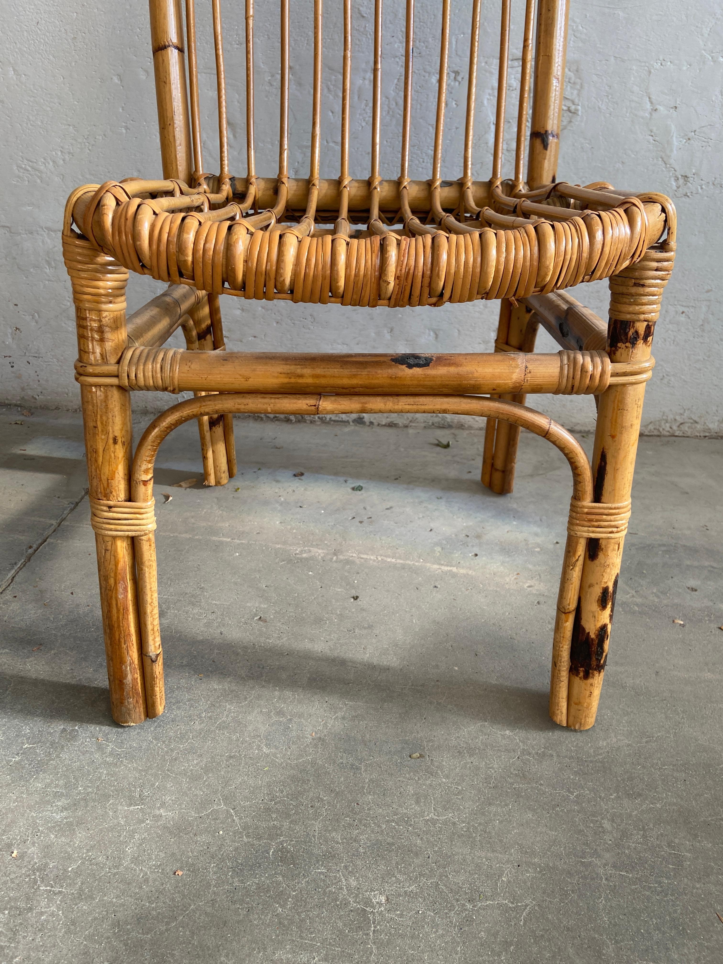 Paire de chaises italiennes en bambou de style mi-siècle moderne, 1970 3