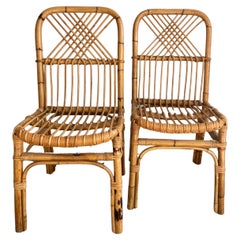 Mid-Century Modern Italian Pair of Bamboo Chairs, 1970s
