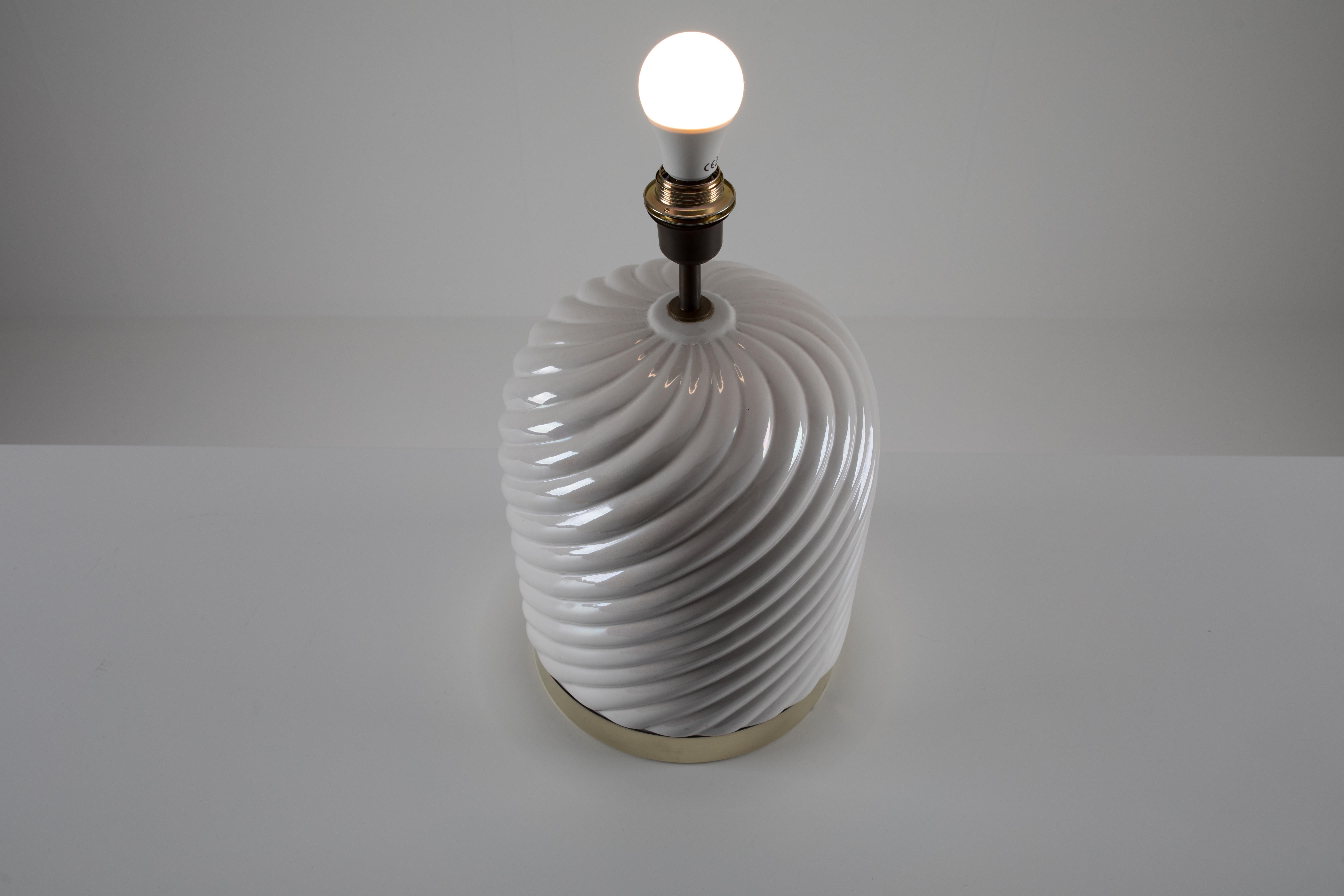 Late 20th Century Tommaso Barbi Mid-Century Modern Italian Pair of Ceramic Table Lamps. 1970s 