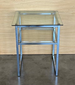 Mid Century Modern Italian Pair of Chrome Side Tables, circa 1970