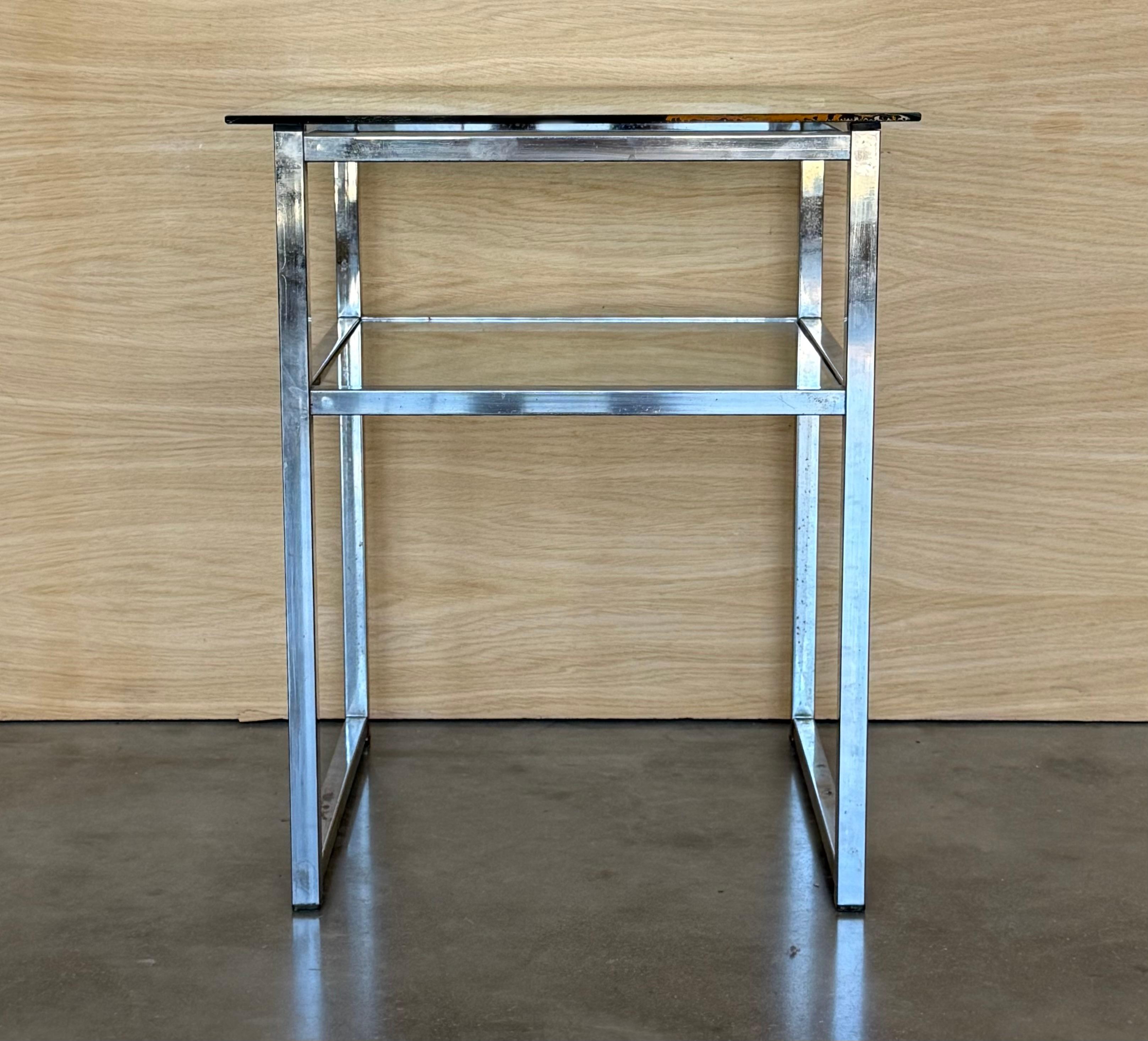 Mid-Century Modern Mid Century Modern Italian Pair of Chrome Side Tables, circa 1970 For Sale