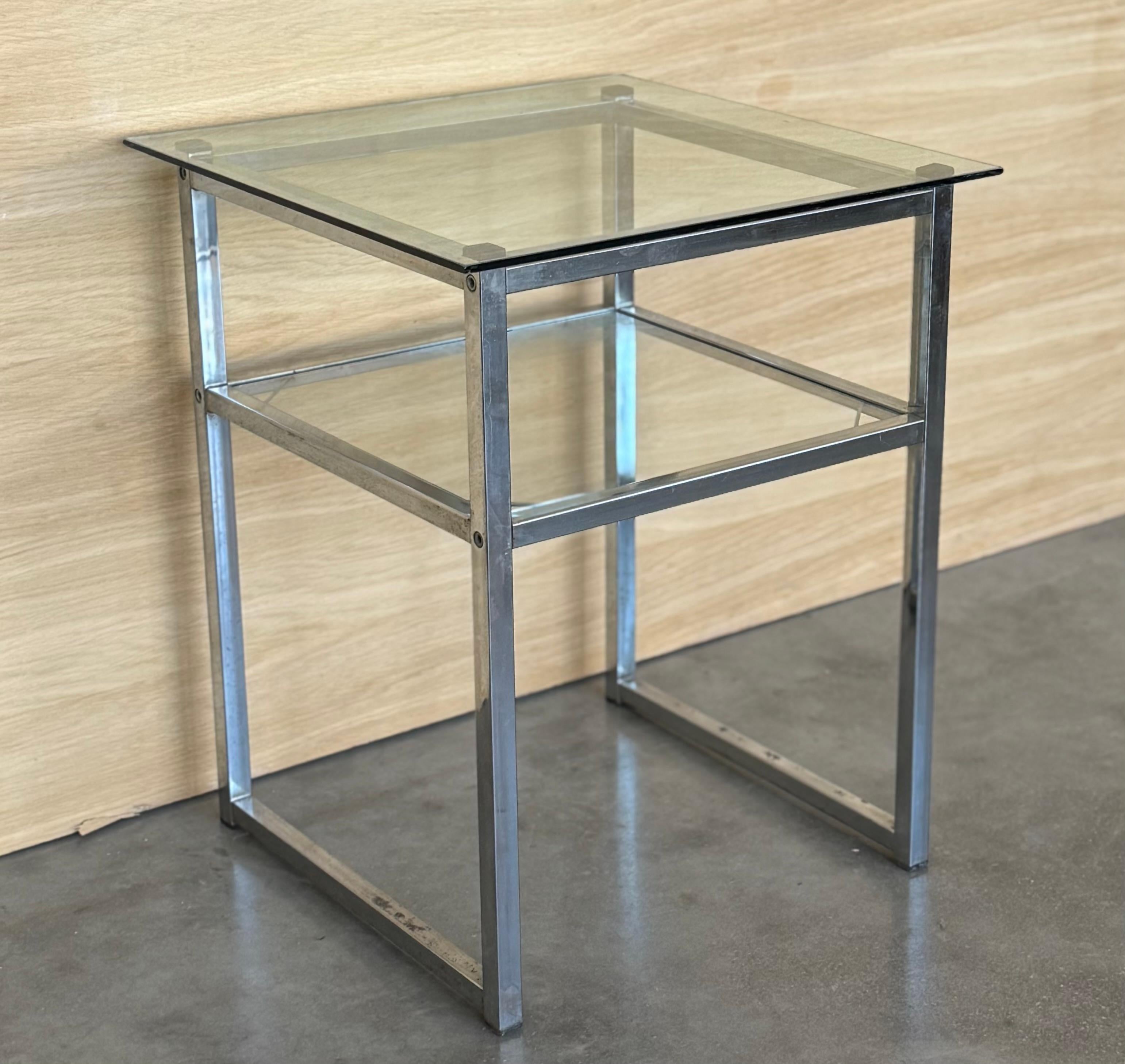 20th Century Mid Century Modern Italian Pair of Chrome Side Tables, circa 1970 For Sale