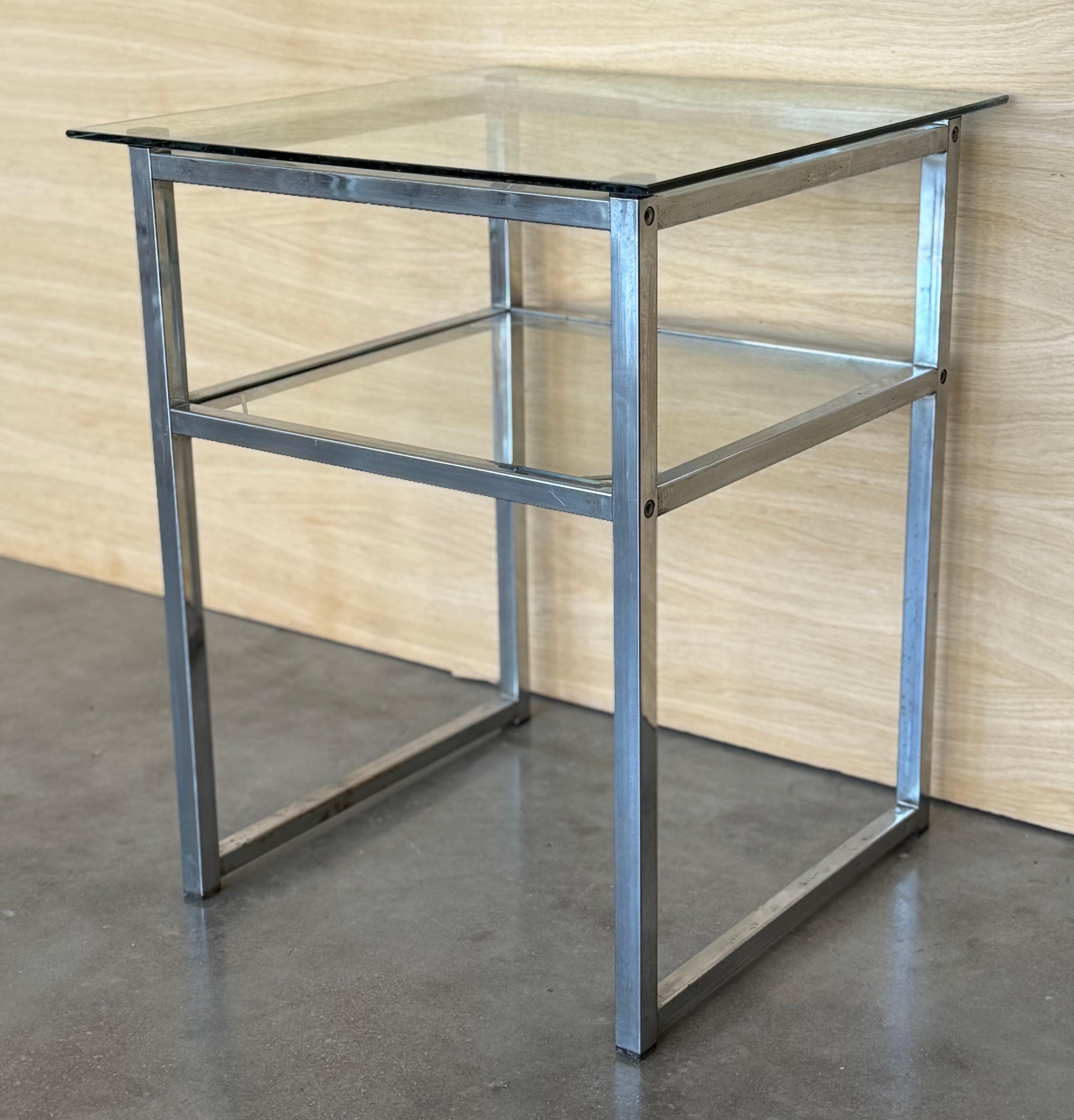 Mid Century Modern Italian Pair of Chrome Side Tables, circa 1970 For Sale 1