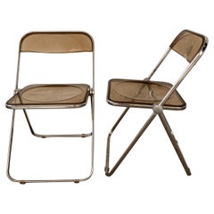 Mid-Century Modern Italian Pair of Giancarlo Piretti "Plia" Folding Chairs 1970s