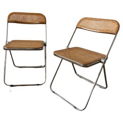 Vintage Mid-Century Modern Italian Pair of Giancarlo Piretti "Plia" Folding Chairs, 1970