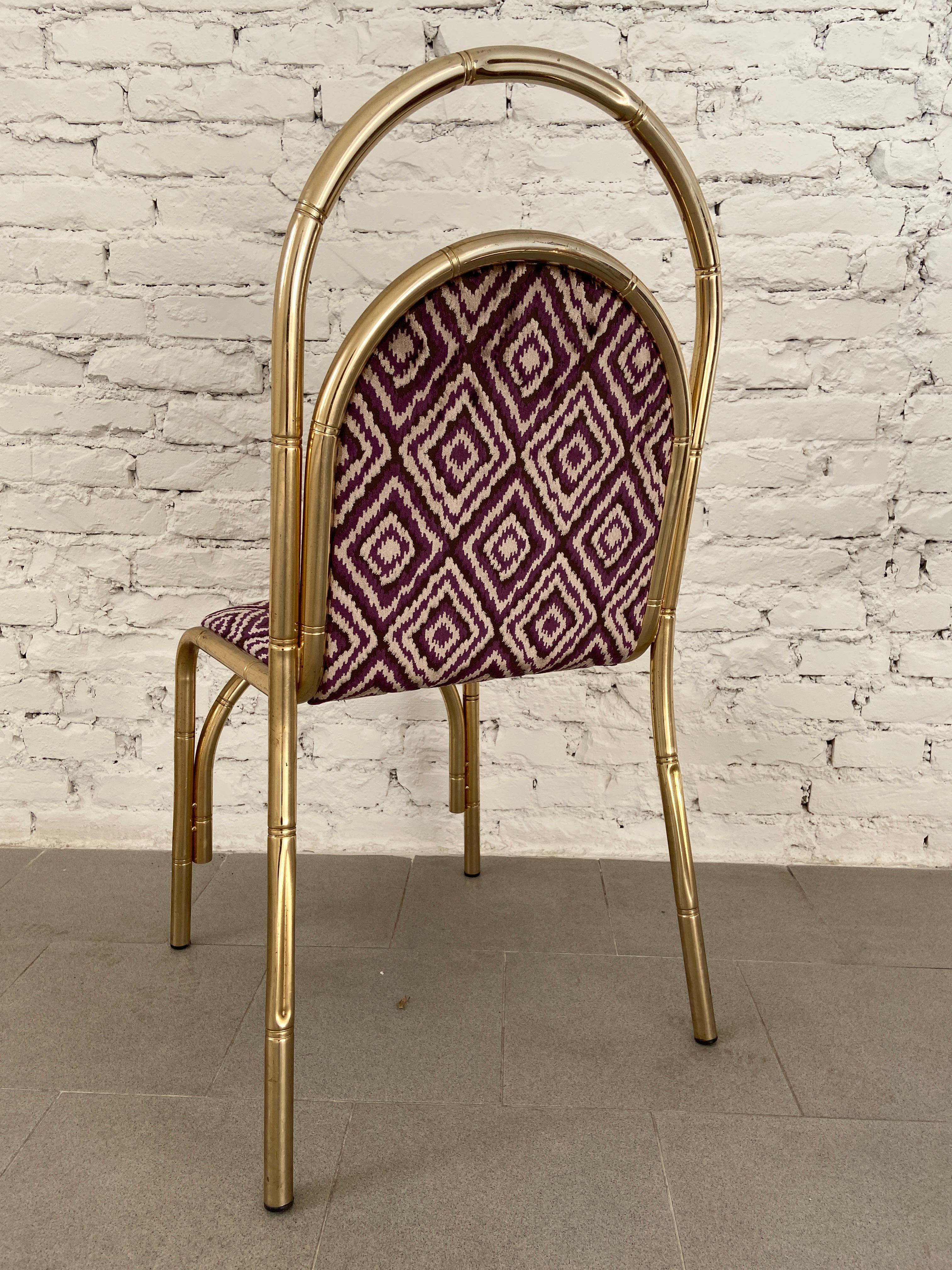 Mid-Century Modern Italian Pair of Gilt Metal Faux Bamboo Chairs, 1970s For Sale 6