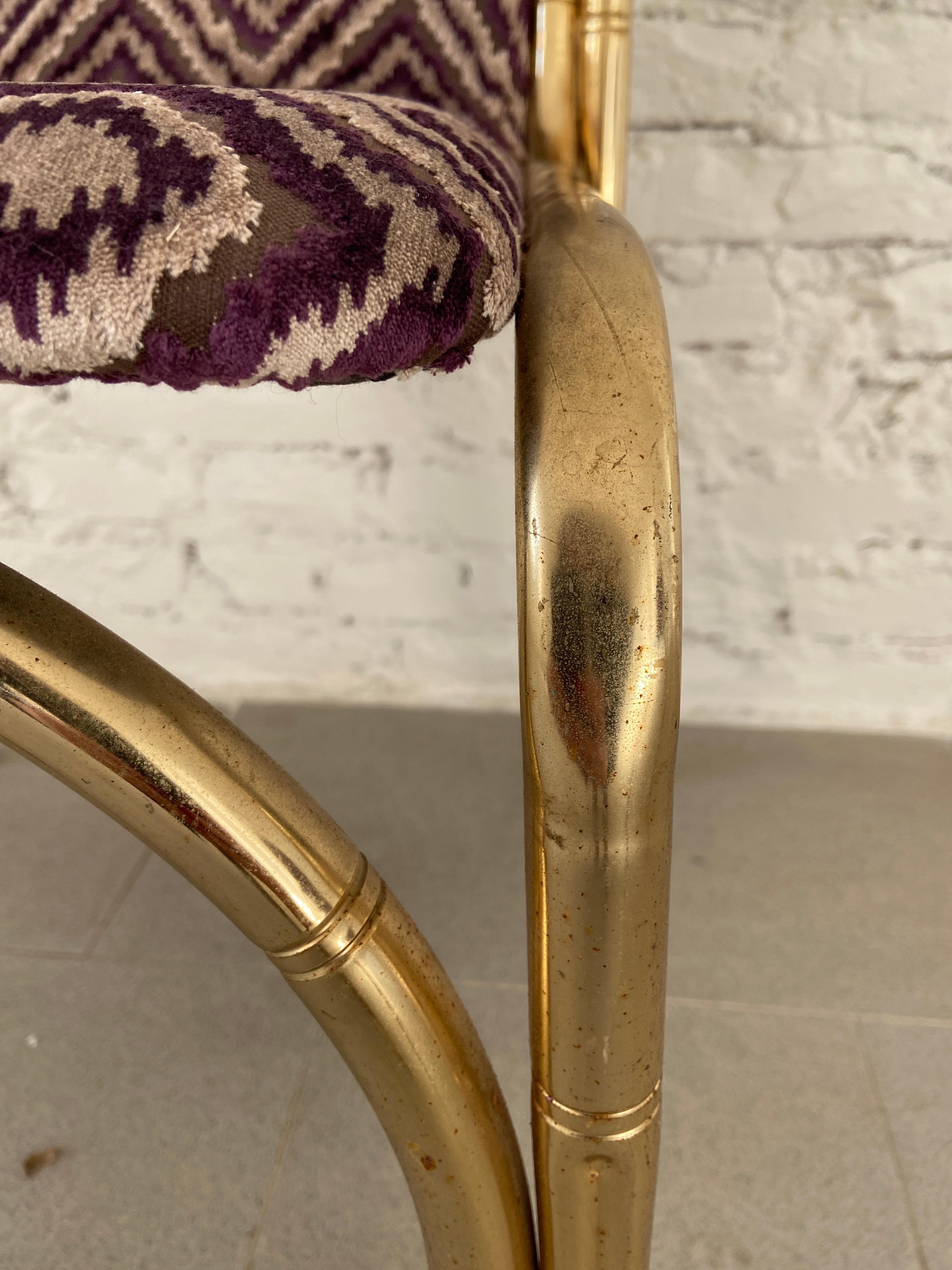 Mid-Century Modern Italian Pair of Gilt Metal Faux Bamboo Chairs, 1970s For Sale 7