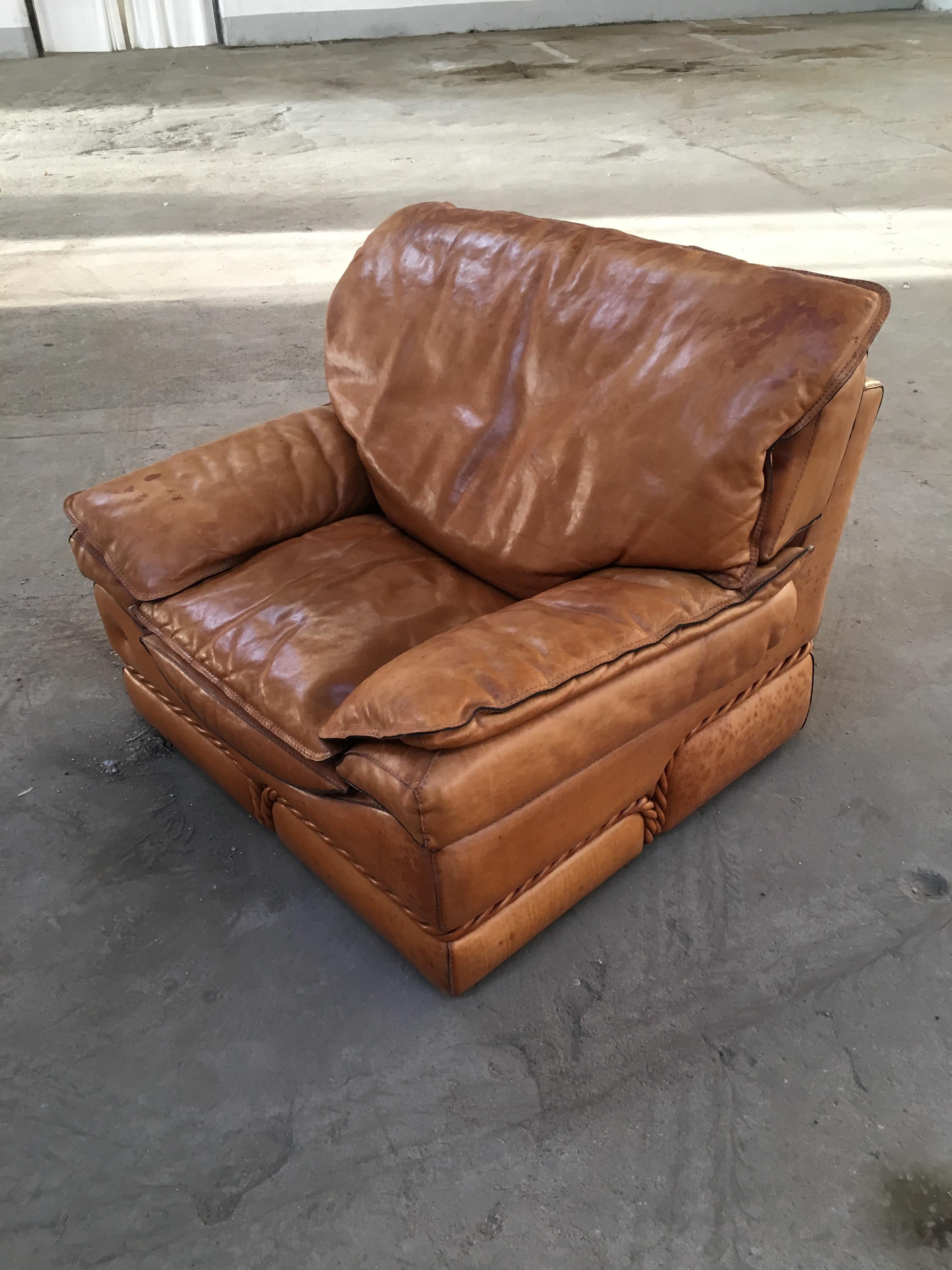 Paire de fauteuils en cuir italiens de style mi-siècle moderne par Mobilificio Colombo en vente 4