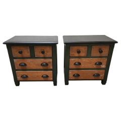 Vintage Mid-Century Modern Italian Pair of Night Stands made with Old Drawers, 1950s