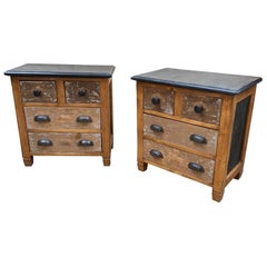 Vintage Mid-Century Modern Italian Pair of Nightstands Made with Old Drawers, 1950s