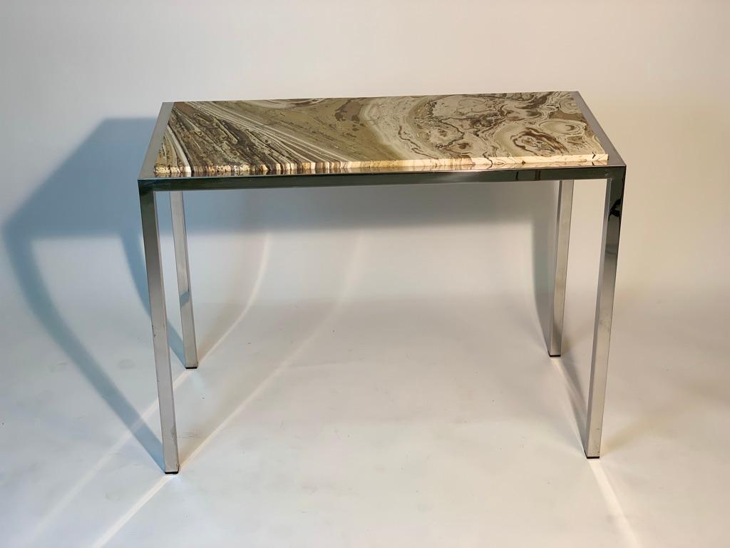Mid-Century Modern Italian Pair of Onix Stone Tops and Chrome Metal Structures 7