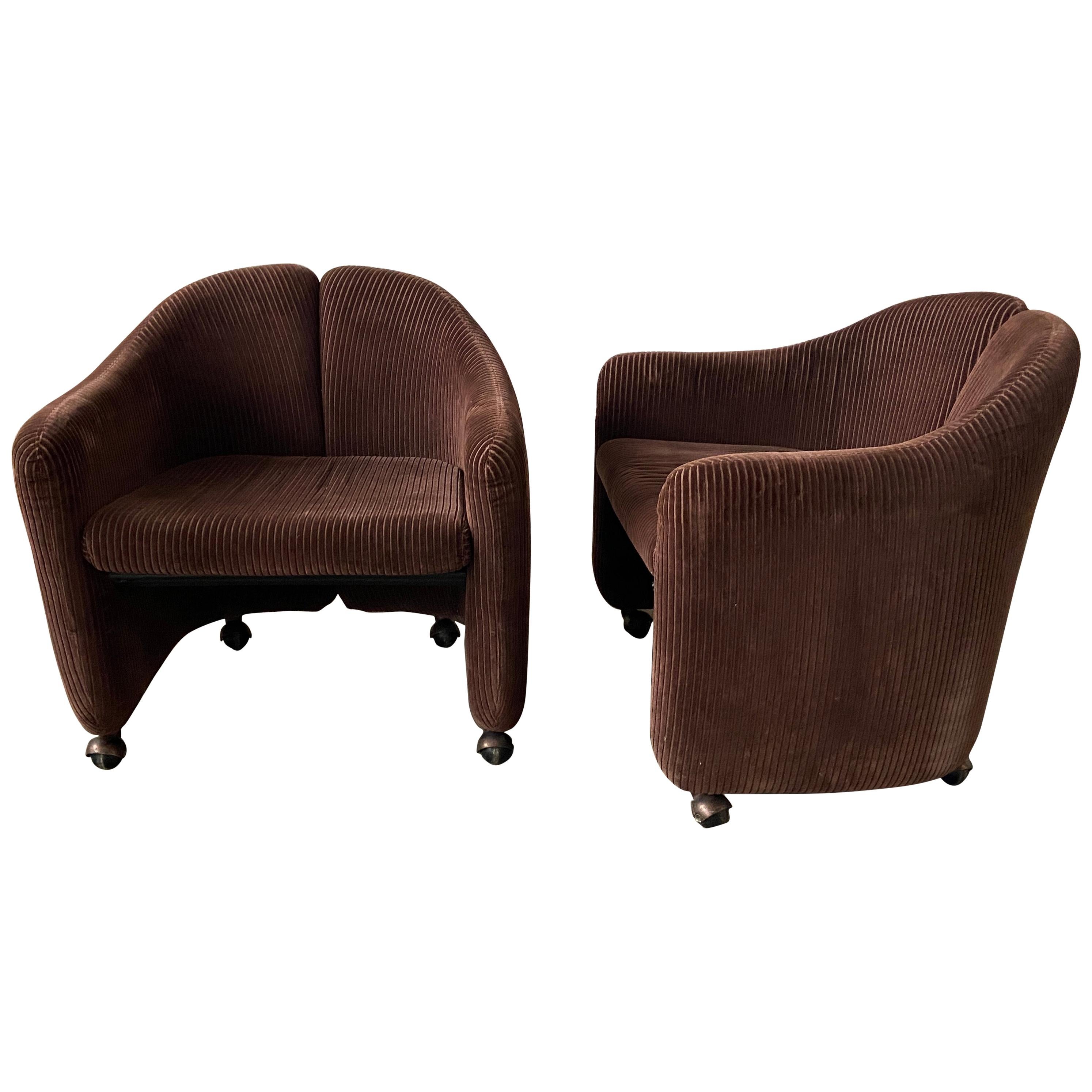 Mid-Century Modern Italian Pair of "PS142" Armchairs by Eugenio Gerli for Tecno