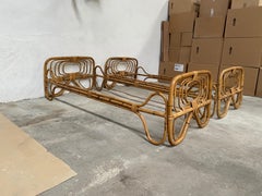 Mid-Century Modern Italian Pair of Single Bamboo Sofa or Day Bed, 1960s
