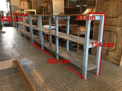 Mid-Century Modern Italian Pair of Spruce Painted Wood Industrial Shelving Units