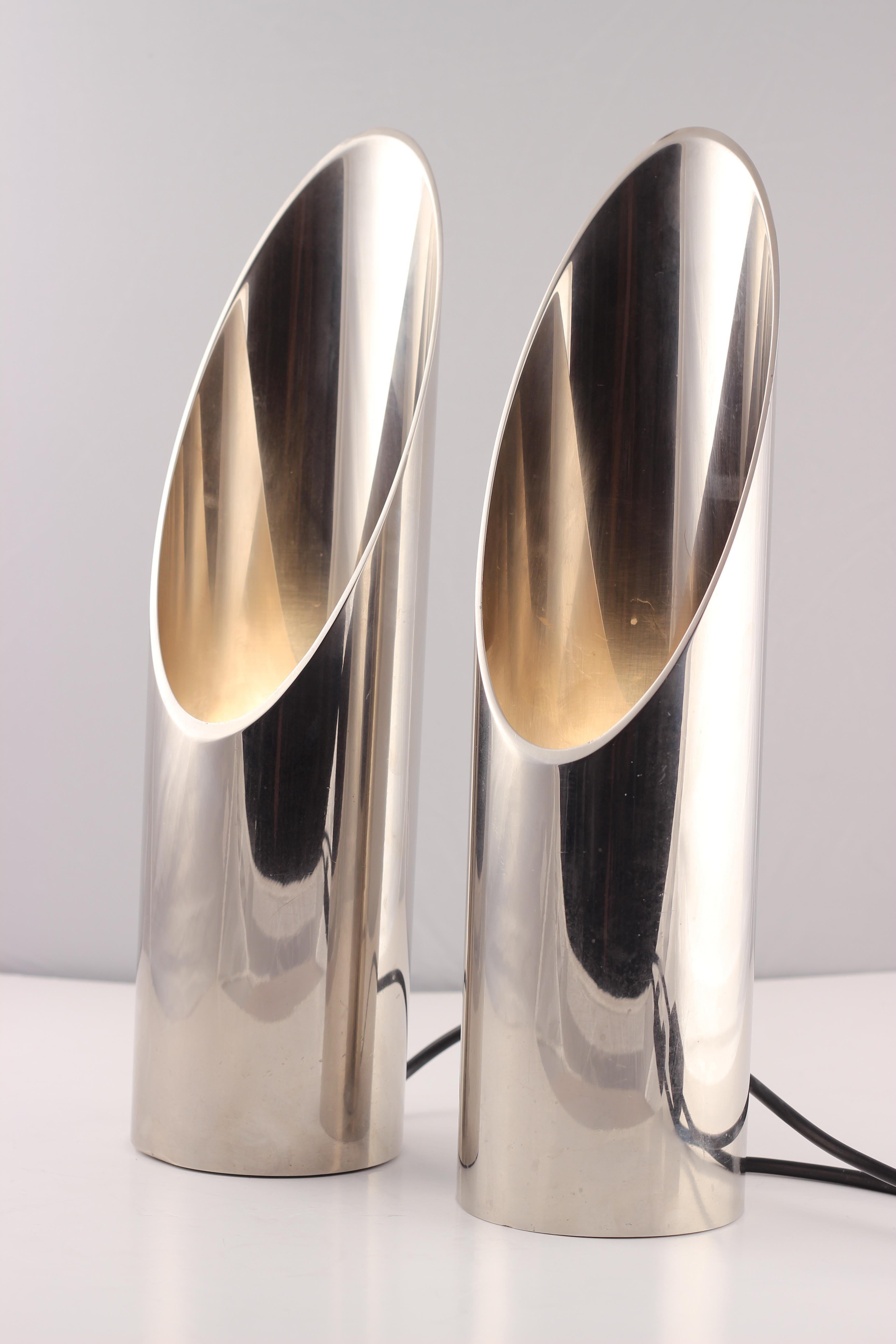 Mid-Century Modern Italian Pair of Table Up Lighters Attributed to Stilnovo In Good Condition In London, GB