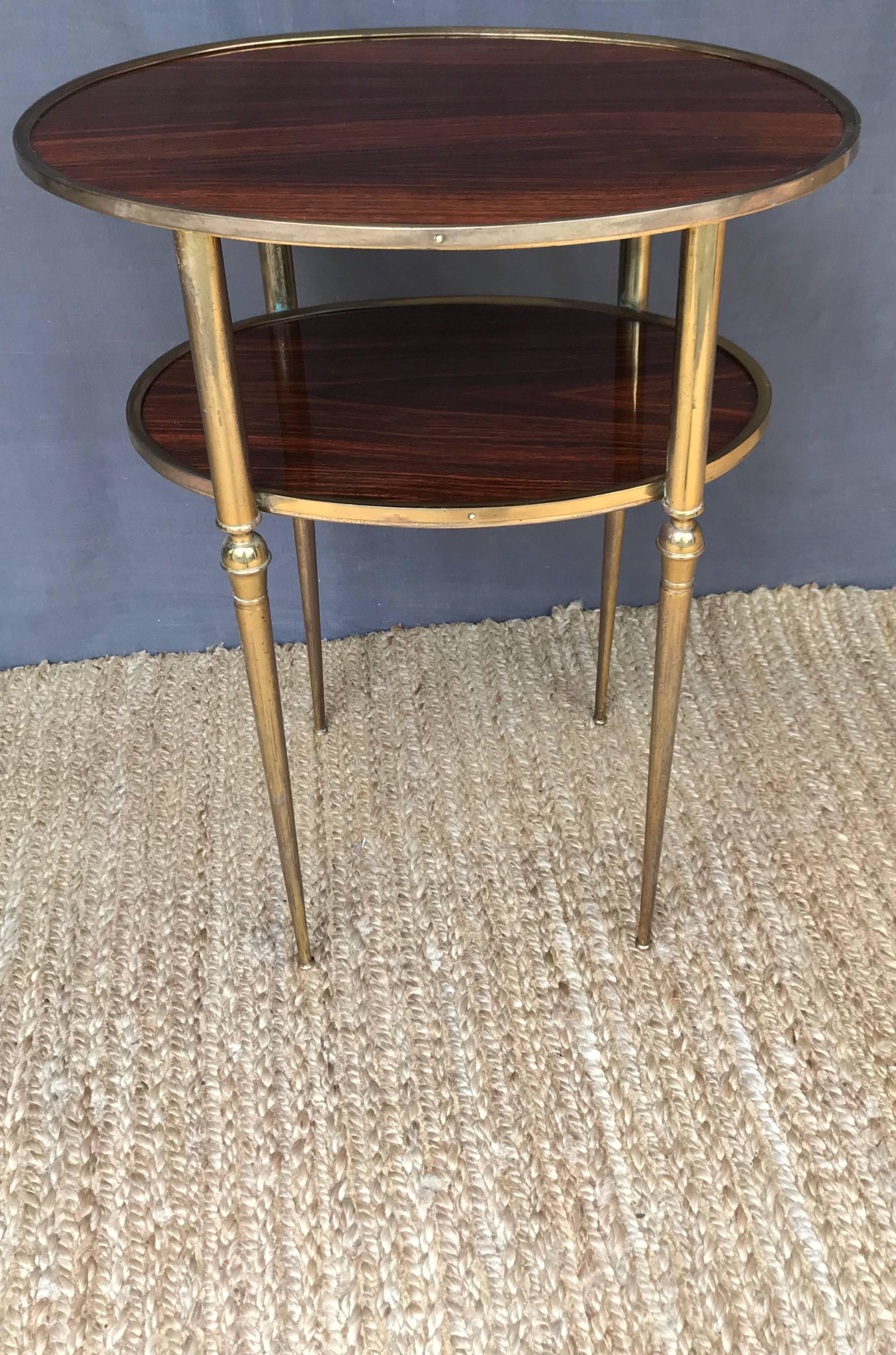 Mid-Century Modern Italian Palisander and Brass Side Table In Excellent Condition In New York, NY