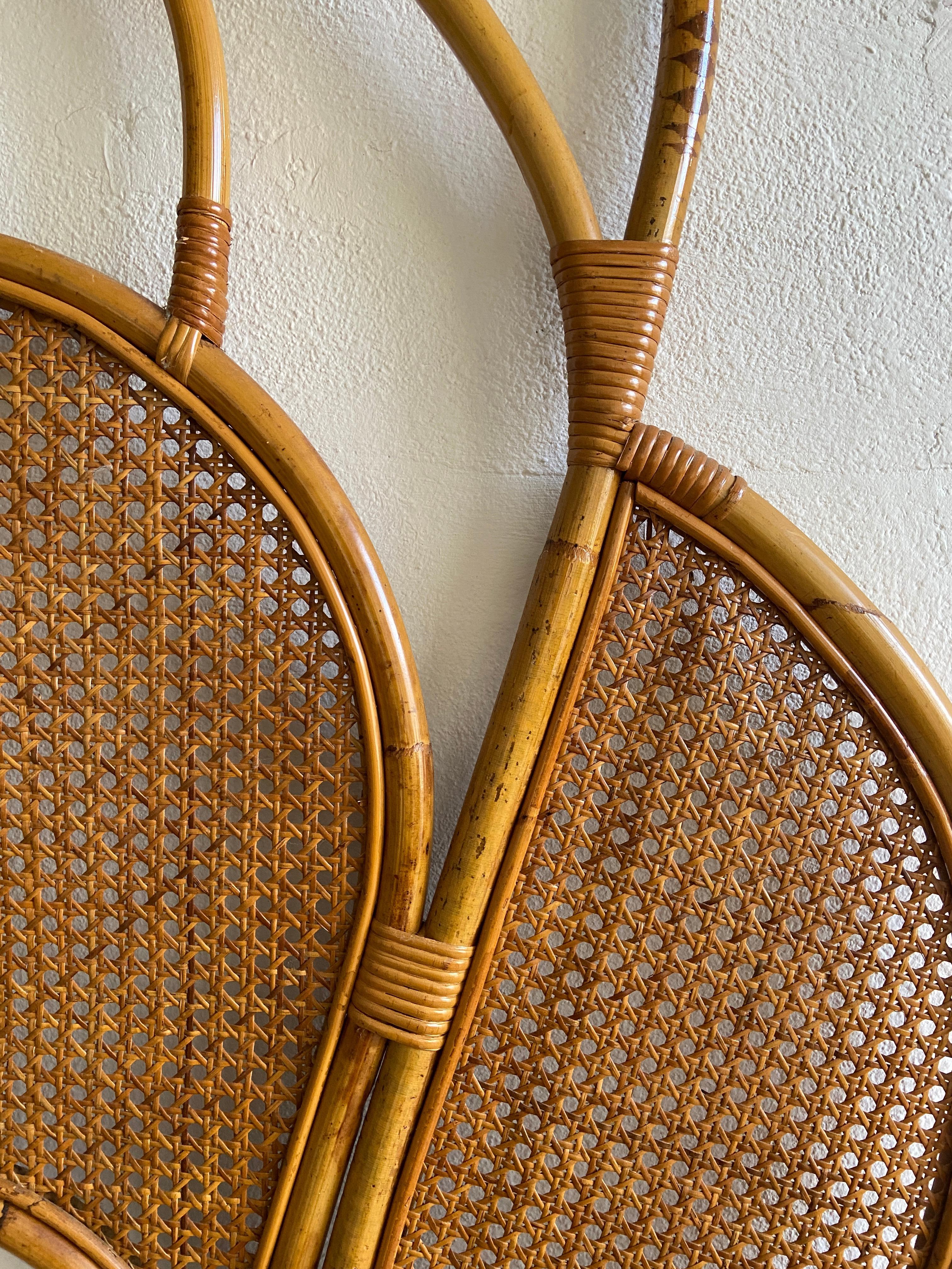 Mid-Century Modern Italian Peacock Queen Size Wicker and Bamboo Bed, 1970s 5