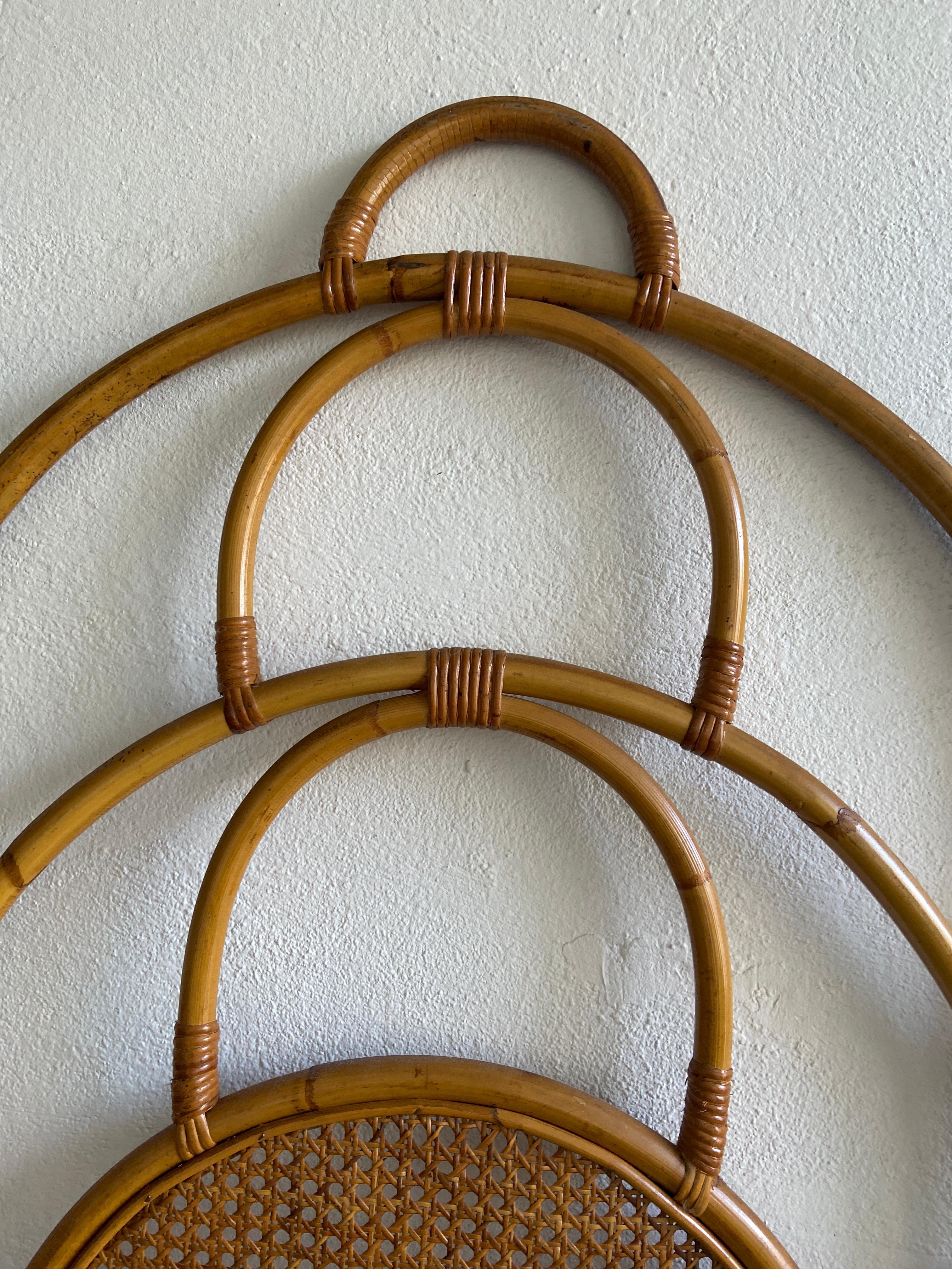 Mid-Century Modern Italian Peacock Queen Size Wicker and Bamboo Bed, 1970s 7