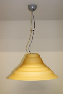 Mid-Century Modern Italian Pendant Lamp Blown Murano "Incamiciato" Amber Glass
