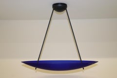 Mid-Century Modern Italian Pendant Lamp Murano Blown Cobalt Blue Glass