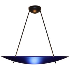 Mid-Century Modern Italian Pendant Lamp Murano Blown Cobalt Blue Glass