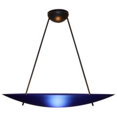 Mid-Century Modern Italian Pendant Lamp Murano Blown Cobalt Blue Glass