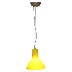 Mid-Century Modern Italian Pendant Lamp Murano Yellow Glass with Satin Finish